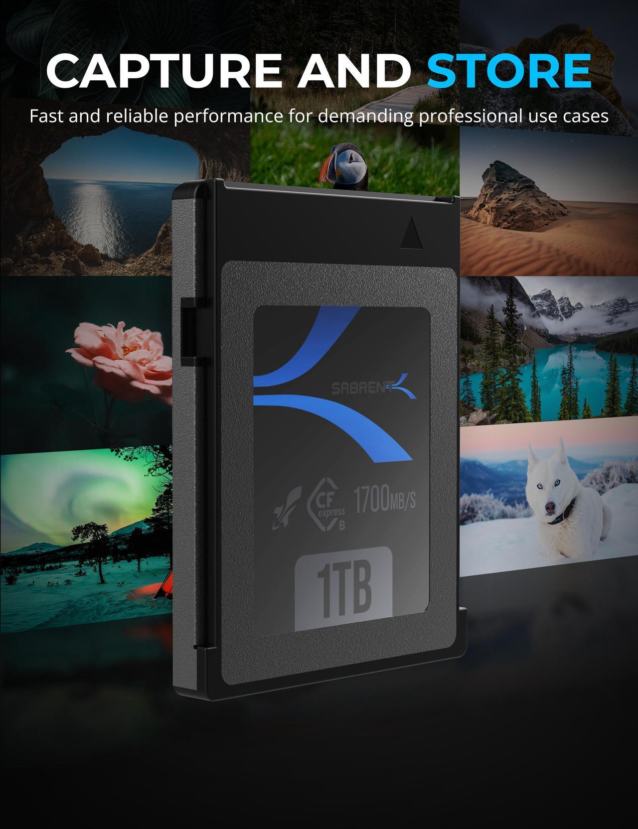 Alt view image 3 of 7 - SABRENT Rocket CFX 1TB CFexpress Type B Memory Card R1700MB/s W1500MB/s (CF-XTBT-1TB)