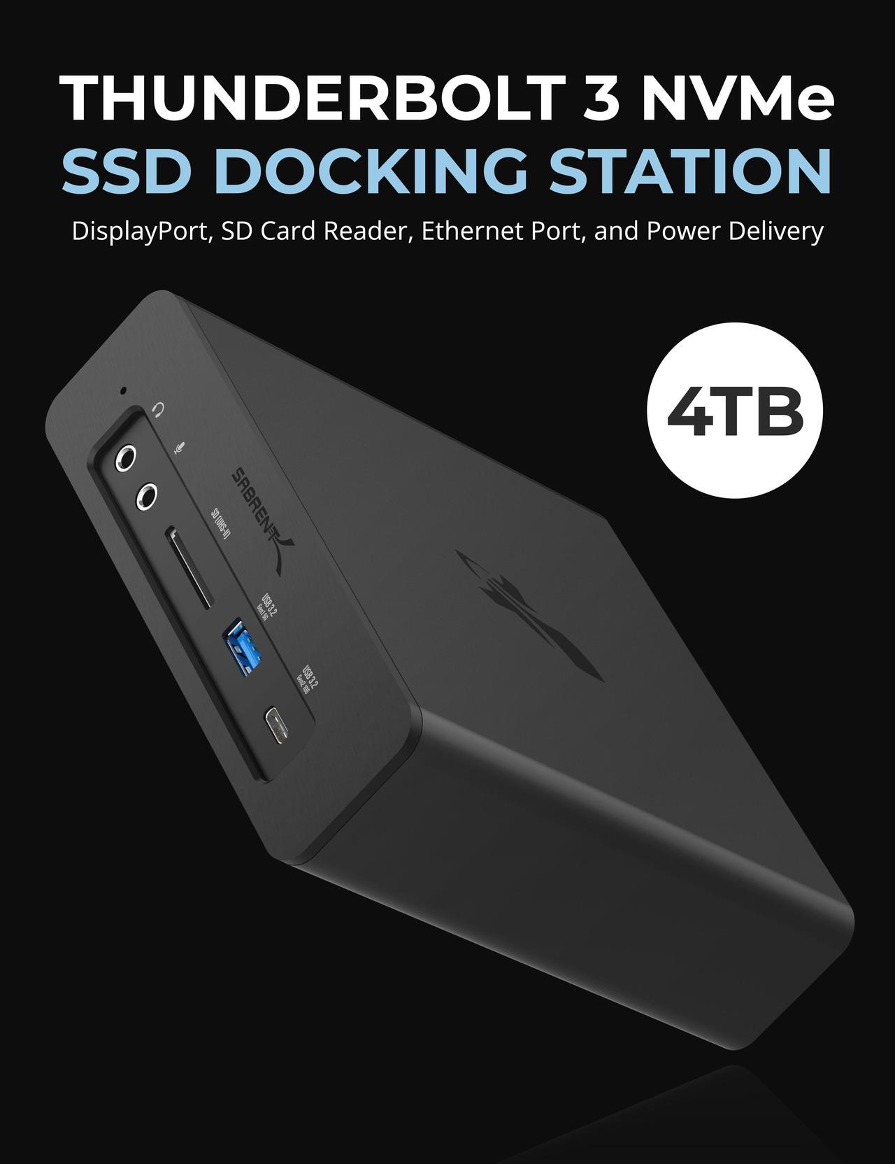 Alt view image 3 of 6 - SABRENT Thunderbolt 3 4TB NVMe SSD Docking Station with DisplayPort, SD Card Reader, Ethernet Port, and Power Delivery (DS-SKRT-D4TB)