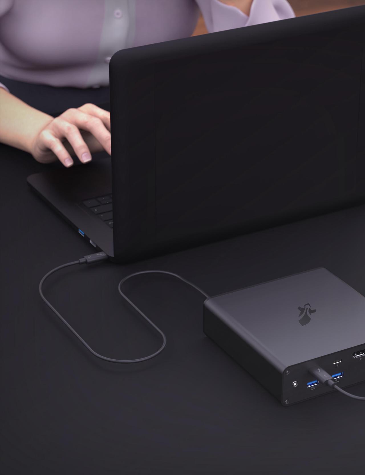Alt view image 7 of 6 - SABRENT Thunderbolt 3 4TB NVMe SSD Docking Station with DisplayPort, SD Card Reader, Ethernet Port, and Power Delivery (DS-SKRT-D4TB)