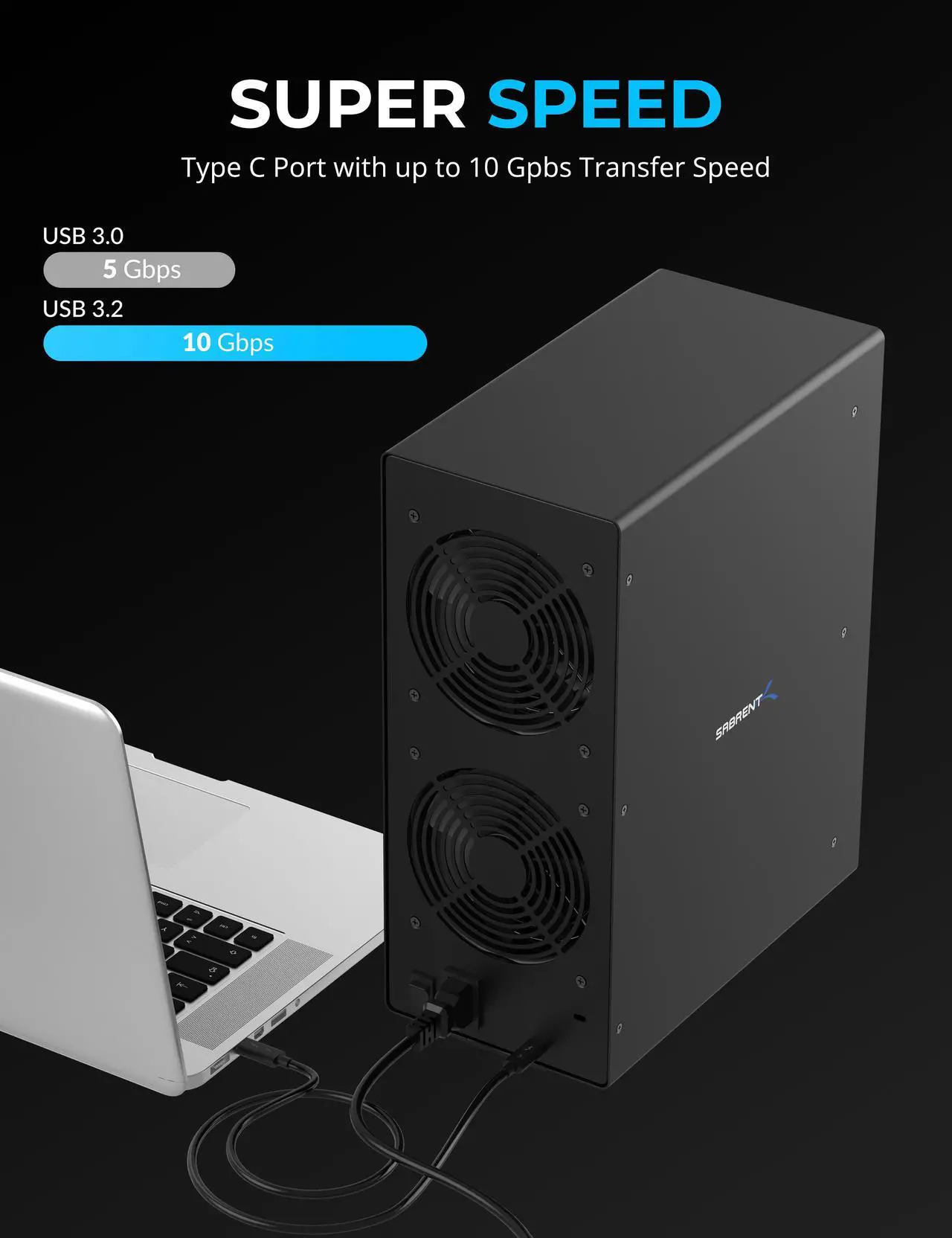 Alt view image 7 of 10 - sabrent 10-bay 3.5? sata hard drive tray-less docking station (usb 3.2 type-c and type-a) (ds-uctb)