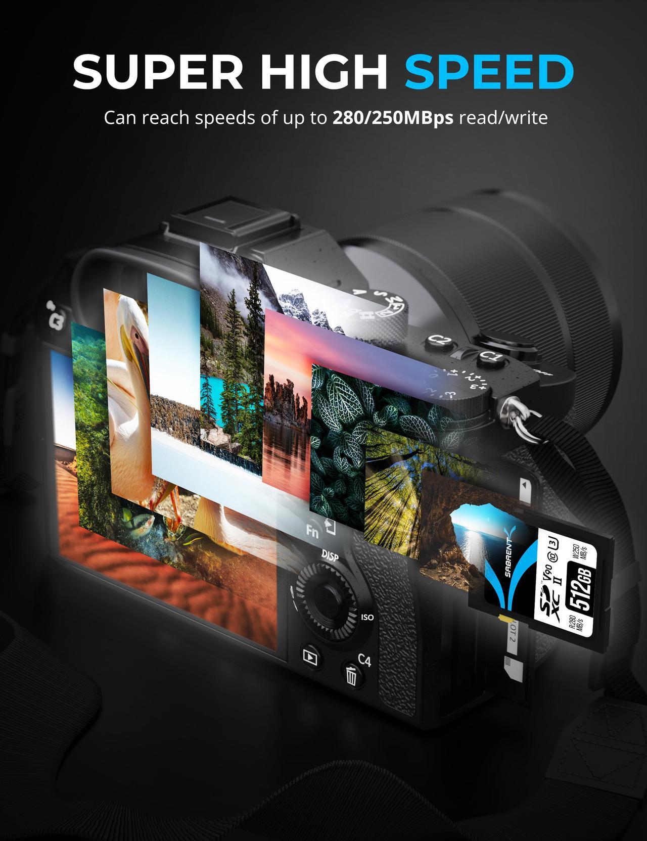 Alt view image 6 of 8 - SABRENT Rocket v90 512GB SD UHS-II Memory Card R280MB/s W250MB/s (SD-TL90-512GB)