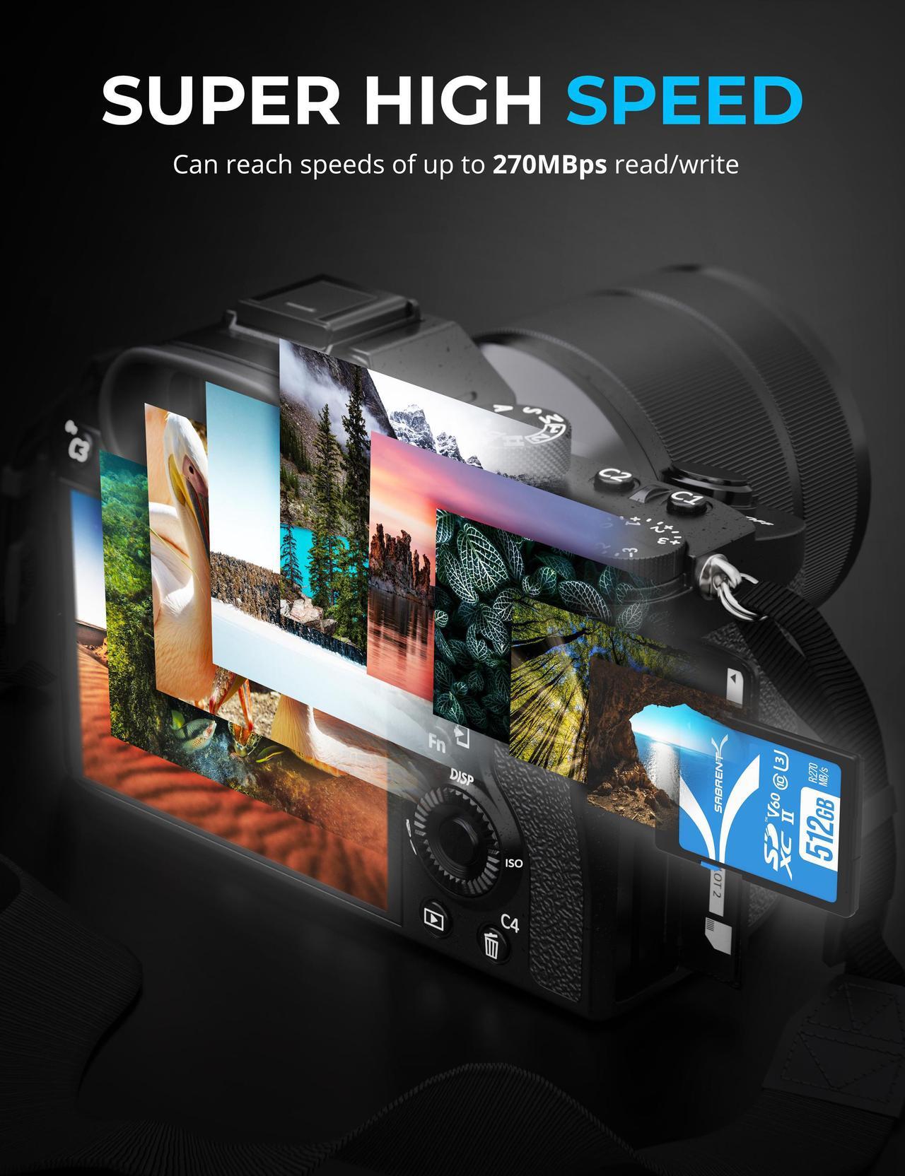 Alt view image 6 of 8 - SABRENT Rocket V60 512GB SD UHS-II Memory Card R270MB/s W170MB/s (SD-TL60-512GB)