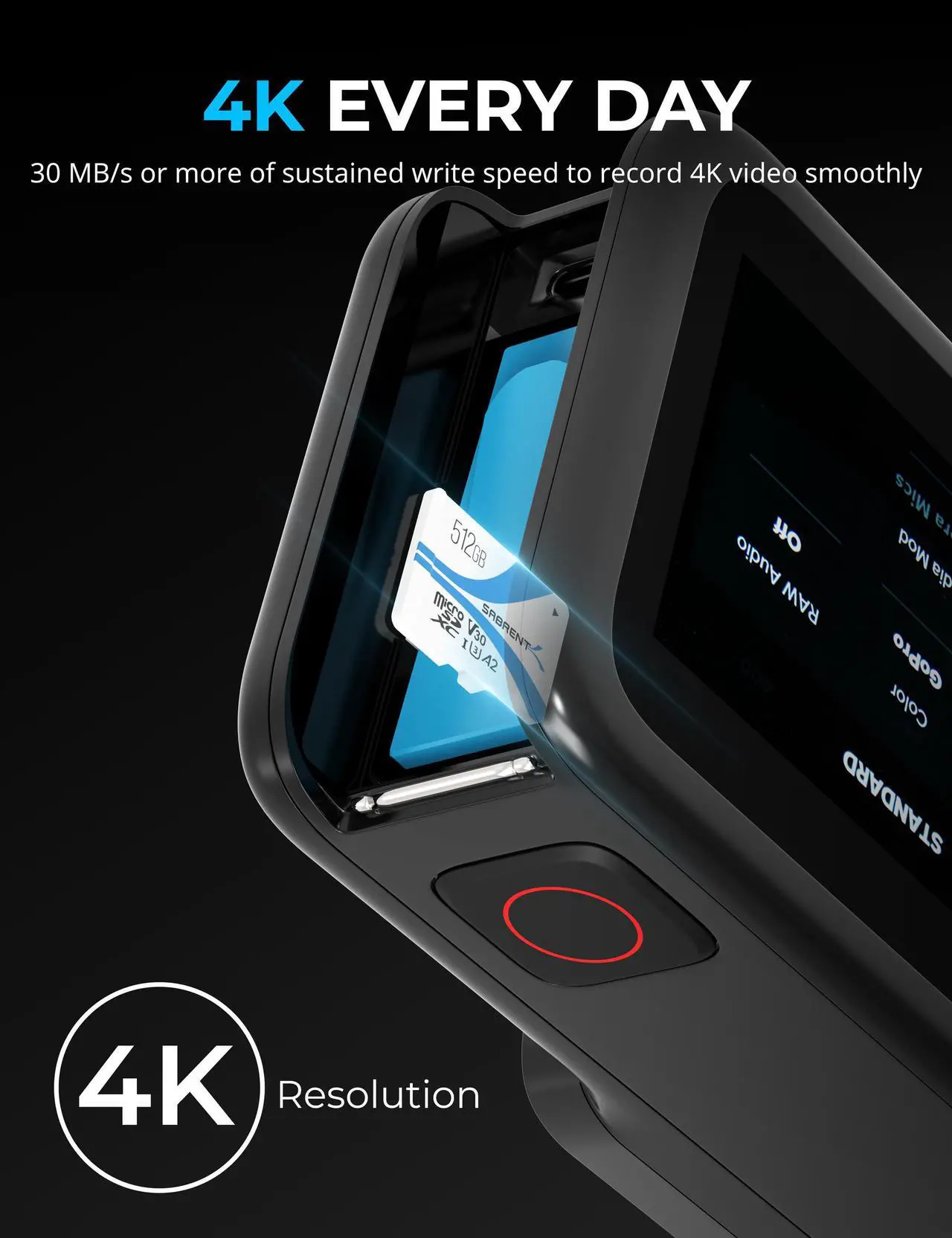 Alt view image 8 of 7 - SABRENT Rocket V30 A2 512GB MicroSDXC Memory Card R100MB/s W30MB/s (SD-MQ30-512)