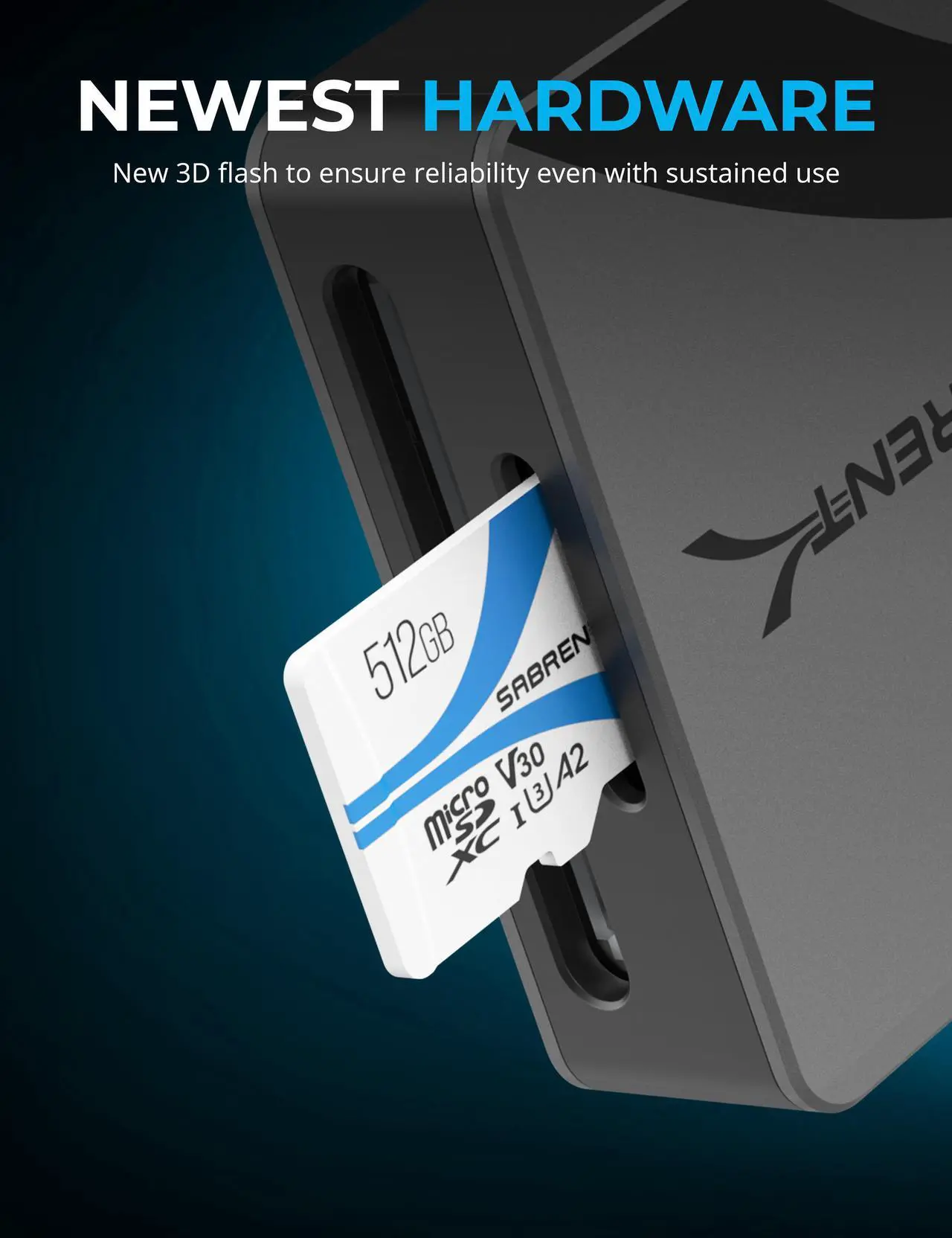 Alt view image 4 of 7 - SABRENT Rocket V30 A2 512GB MicroSDXC Memory Card R100MB/s W30MB/s (SD-MQ30-512)