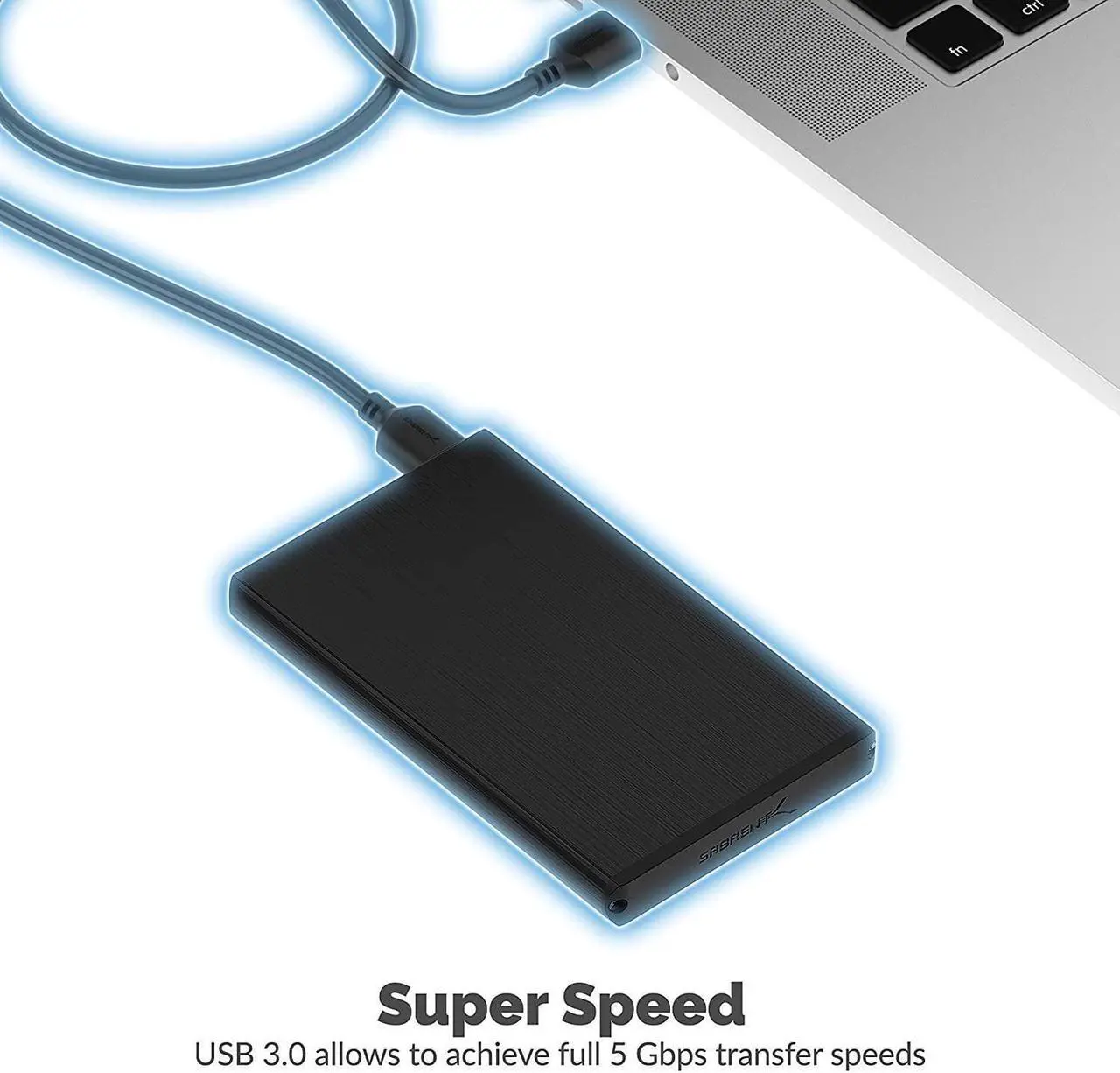 Alt view image 4 of 20 - Sabrent USB 3.0 to 2.5" SSD/SATA External Hard Drive Aluminum Enclosure, Black (EC-UK30)