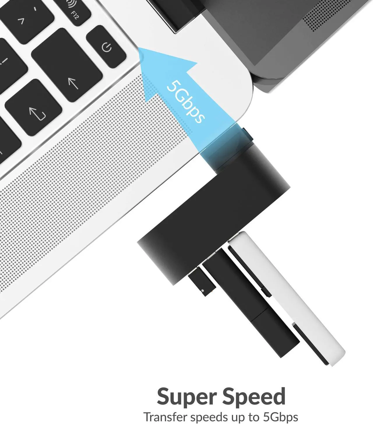 Alt view image 4 of 8 - SABRENT Premium 3 Port Aluminum Mini USB 3.0 Hub [90°/180° Degree Rotatable] (HB-R3MB)