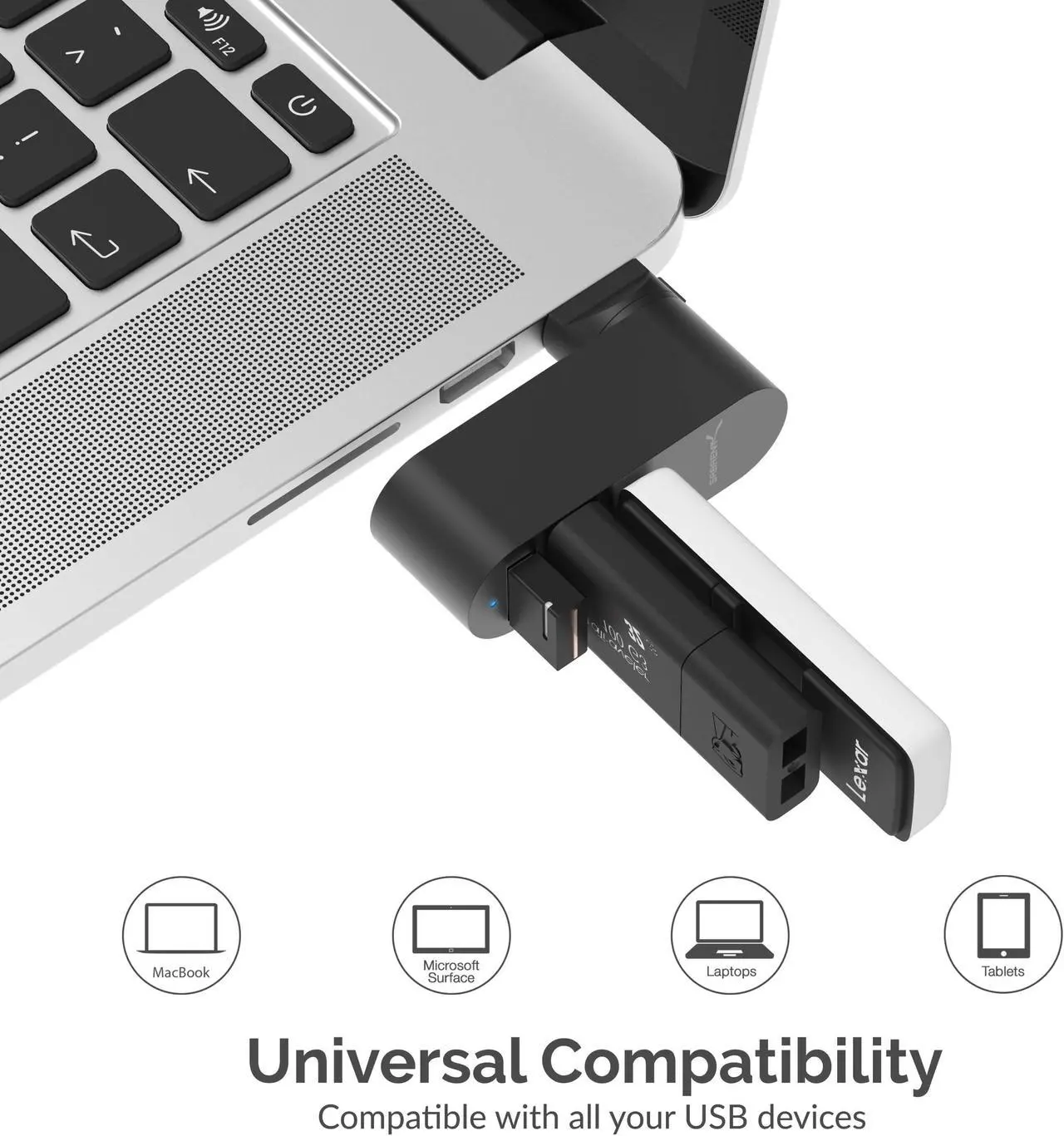 Alt view image 6 of 8 - SABRENT Premium 3 Port Aluminum Mini USB 3.0 Hub [90°/180° Degree Rotatable] (HB-R3MB)