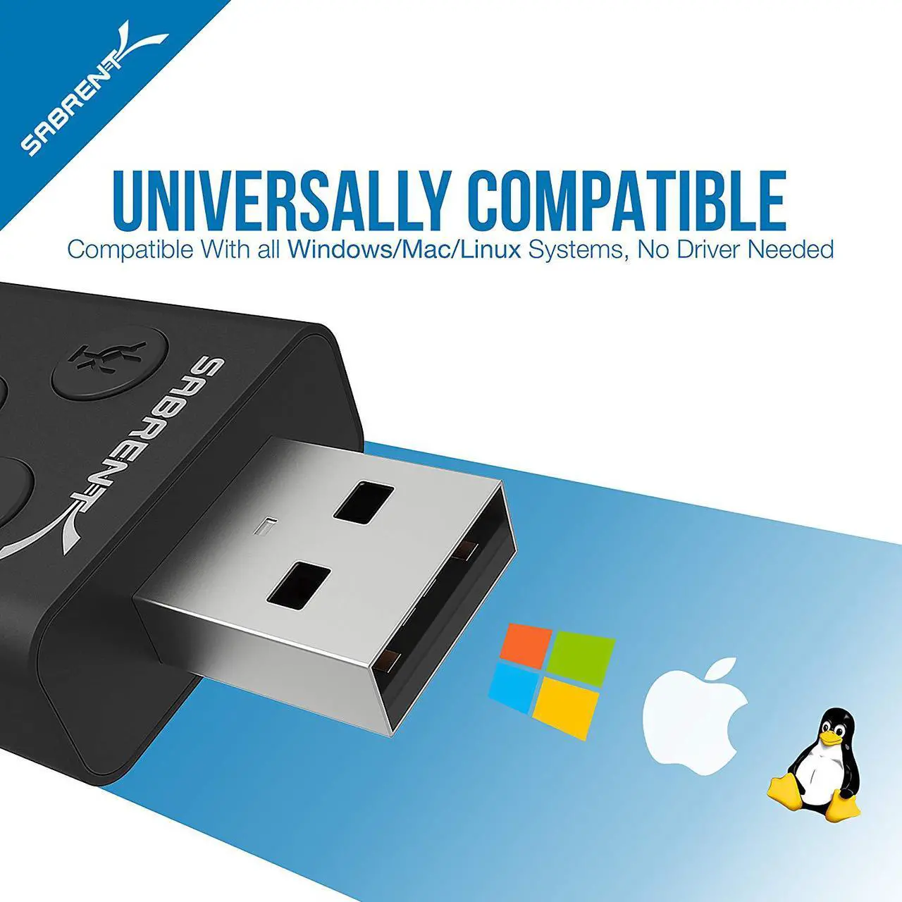 Alt view image 6 of 20 - SABRENT Aluminum USB External 3D Stereo Sound Adapter for Windows and Mac. Plug and Play No Drivers Needed. [Black] (AU-DDAB)
