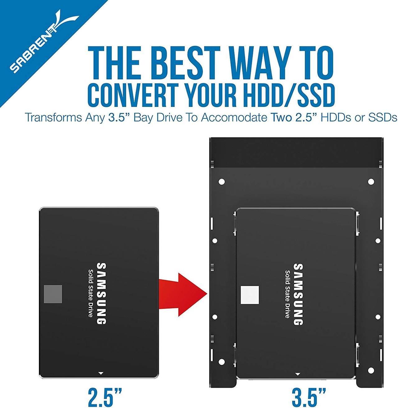 Alt view image 5 of 12 - Sabrent 2.5 Inch to 3.5 Inch Internal Hard Disk Drive Mounting Bracket Kit (BK-HDDF)