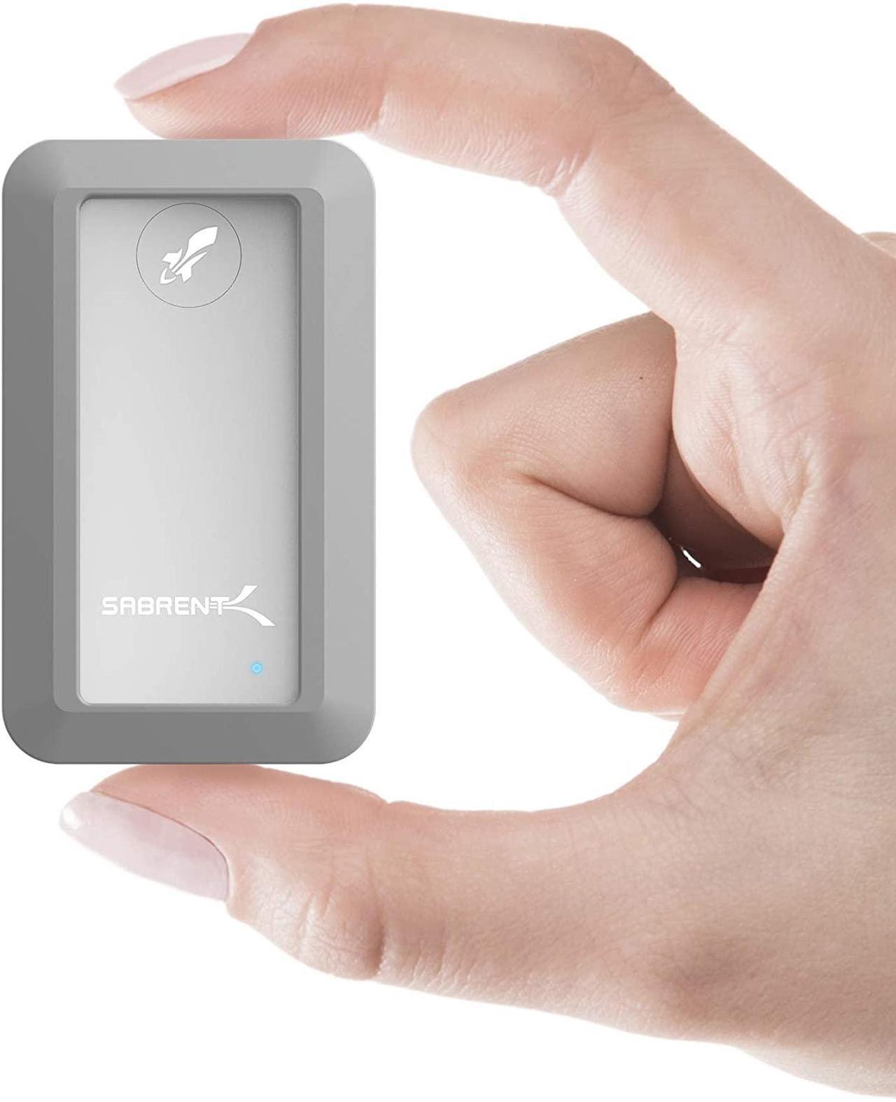 Main image of SABRENT Rocket Nano Rugged 1TB USB 3.2 10Gb/s External Aluminum Waterproof [IP67] SSD with Bumper Guard in Grey (SB-1TB-NAWP)