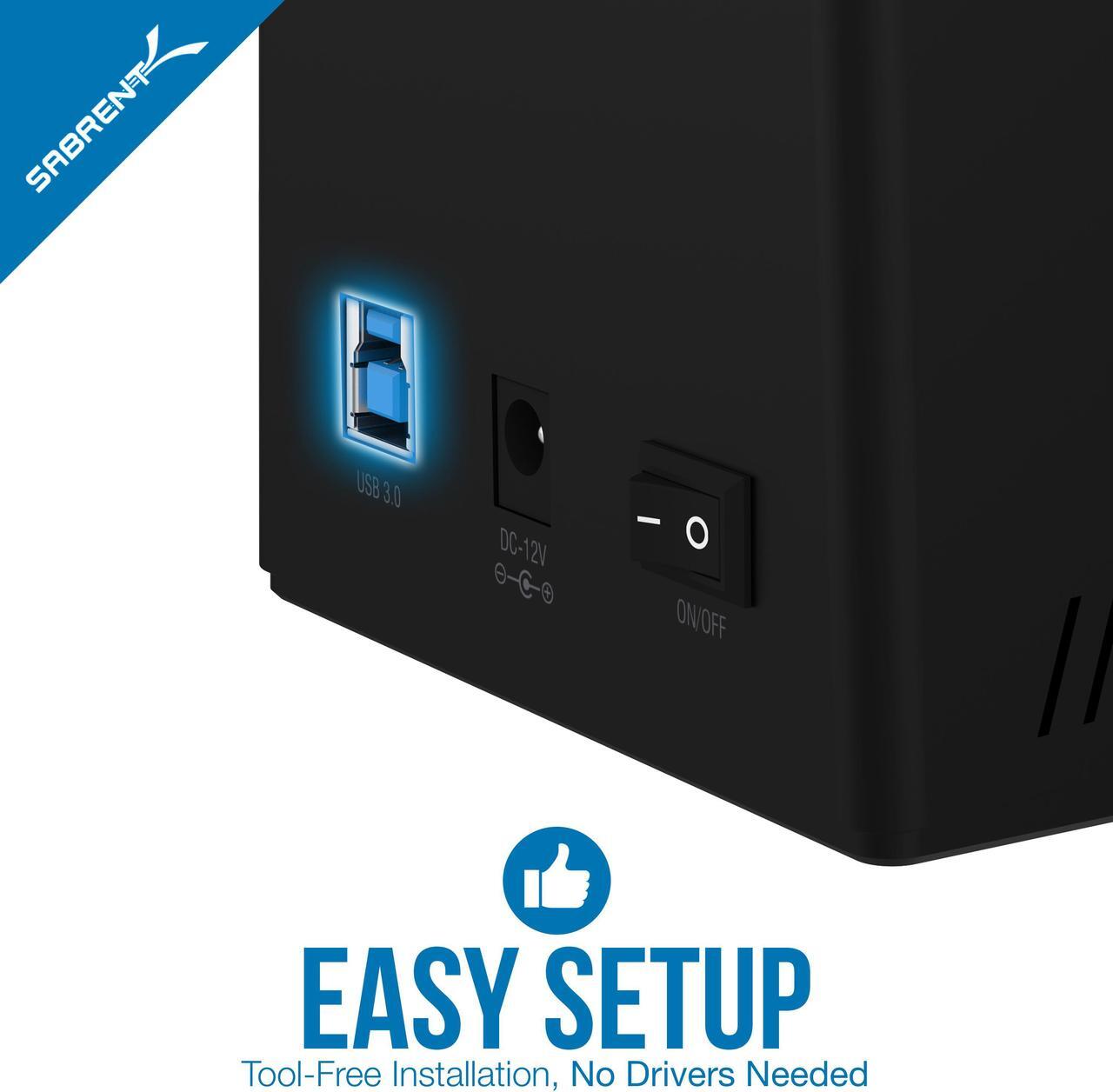 Alt view image 5 of 7 - SABRENT EC-HD2B 2.5" & 3.5" Black SATA I/II/III USB 3.0 USB 3.0 to SATA I/II/III Dual Bay External Hard Drive Docking Station for 2.5 or 3.5in HDD, SSD