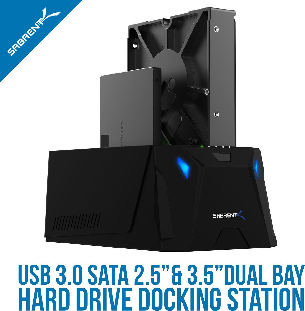 Alt view image 3 of 7 - SABRENT EC-HD2B 2.5" & 3.5" Black SATA I/II/III USB 3.0 USB 3.0 to SATA I/II/III Dual Bay External Hard Drive Docking Station for 2.5 or 3.5in HDD, SSD