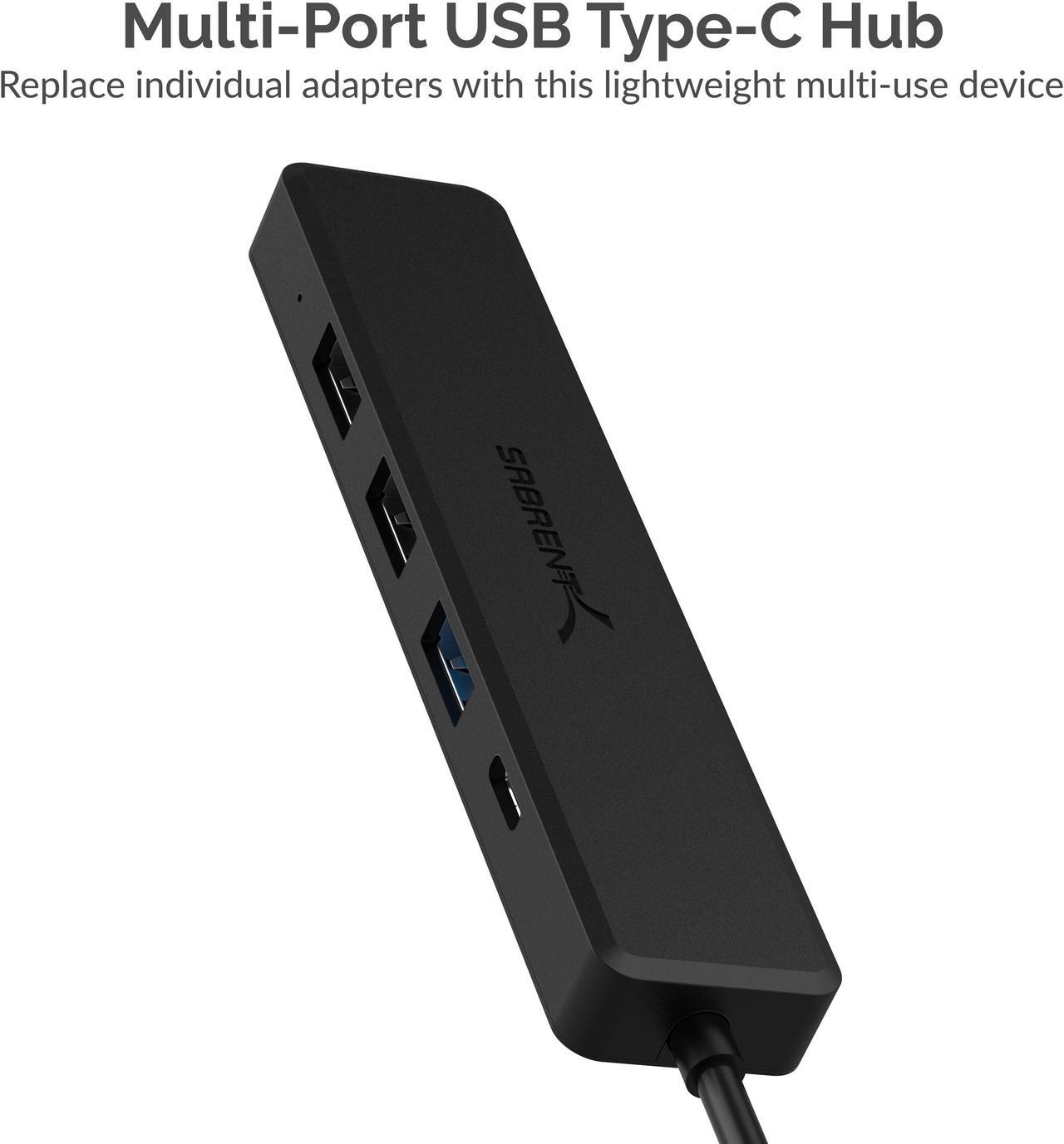 Alt view image 2 of 14 - SABRENT Multi-Port USB Type-C Hub with 4k HDMI | Power Delivery (60 Watts) | 1 USB 3.0 Port | 2 USB 2.0 Ports (HB-TC5P)
