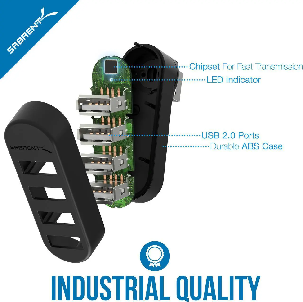 Alt view image 5 of 20 - Sabrent 4-Port USB 2.0 Hub [90°/180° Degree Rotatable] (HB-UMN4)