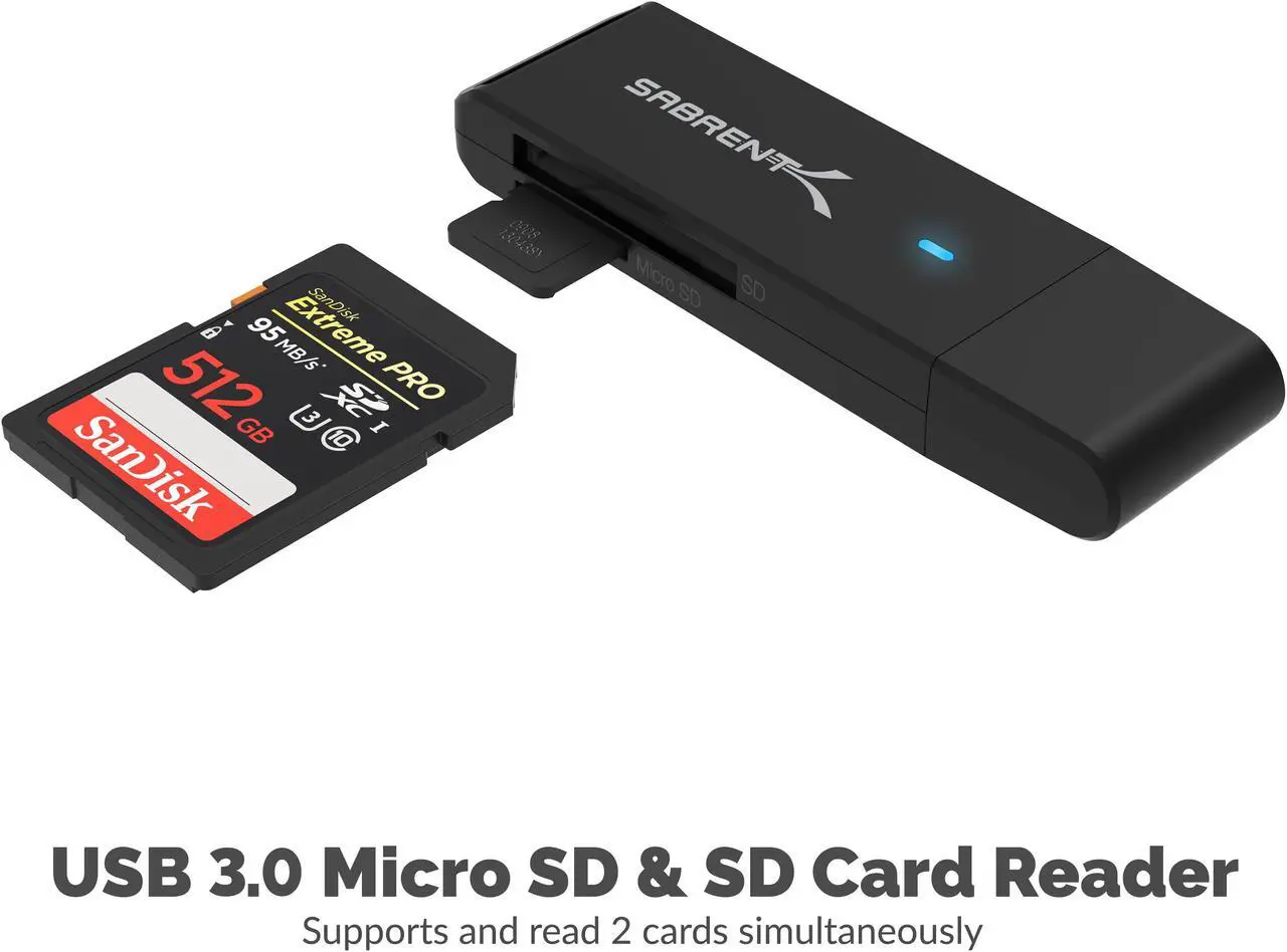 Alt view image 3 of 7 - SABRENT USB 3.0 Micro SD and SD Card Reader (CR-T2MS)