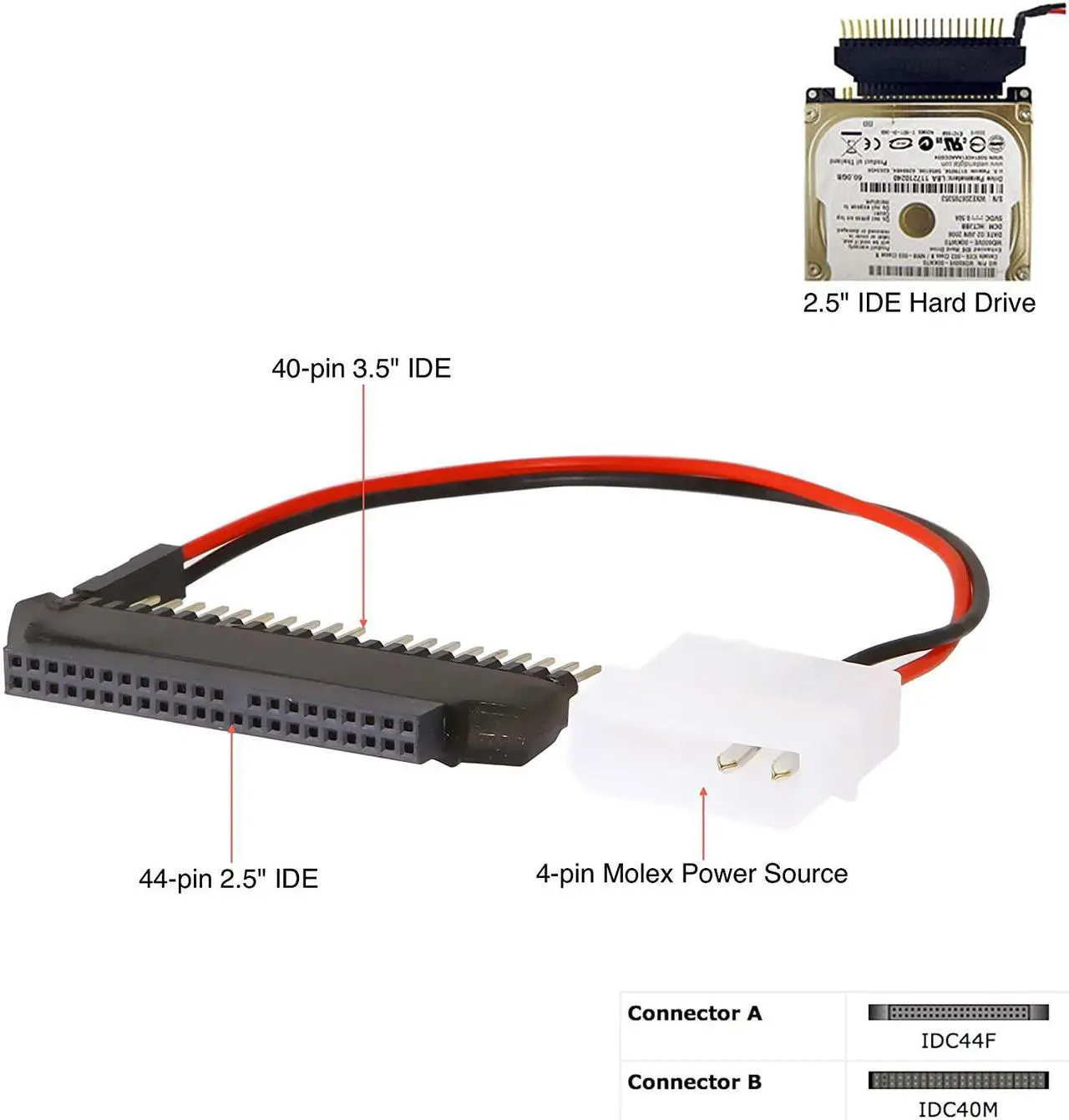 Alt view image 2 of 14 - Sabrent ADP-IDE23 2.5" to 3.5" IDE Hard Disk Drive Convert Notebook Hard Disk Drive to Desktop