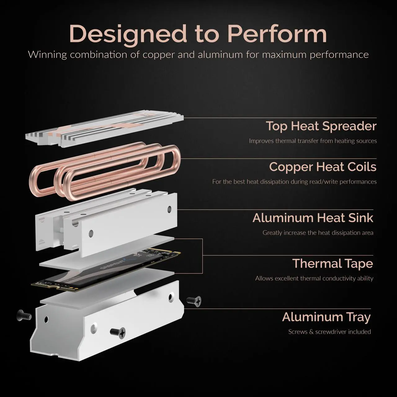 Alt view image 7 of 9 - SABRENT M.2 2280 SSD Rocket Heatsink in Silver (SB-HTSS)
