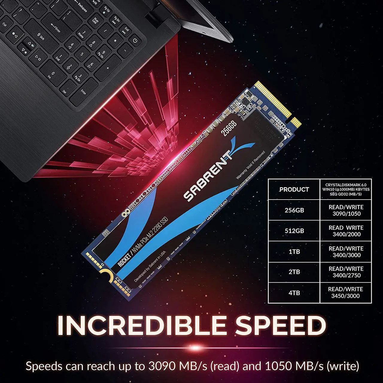 Alt view image 7 of 7 - SABRENT 256GB Rocket NVMe PCIe M.2 2280 Internal SSD High Performance Solid State Drive (SB-ROCKET-256)