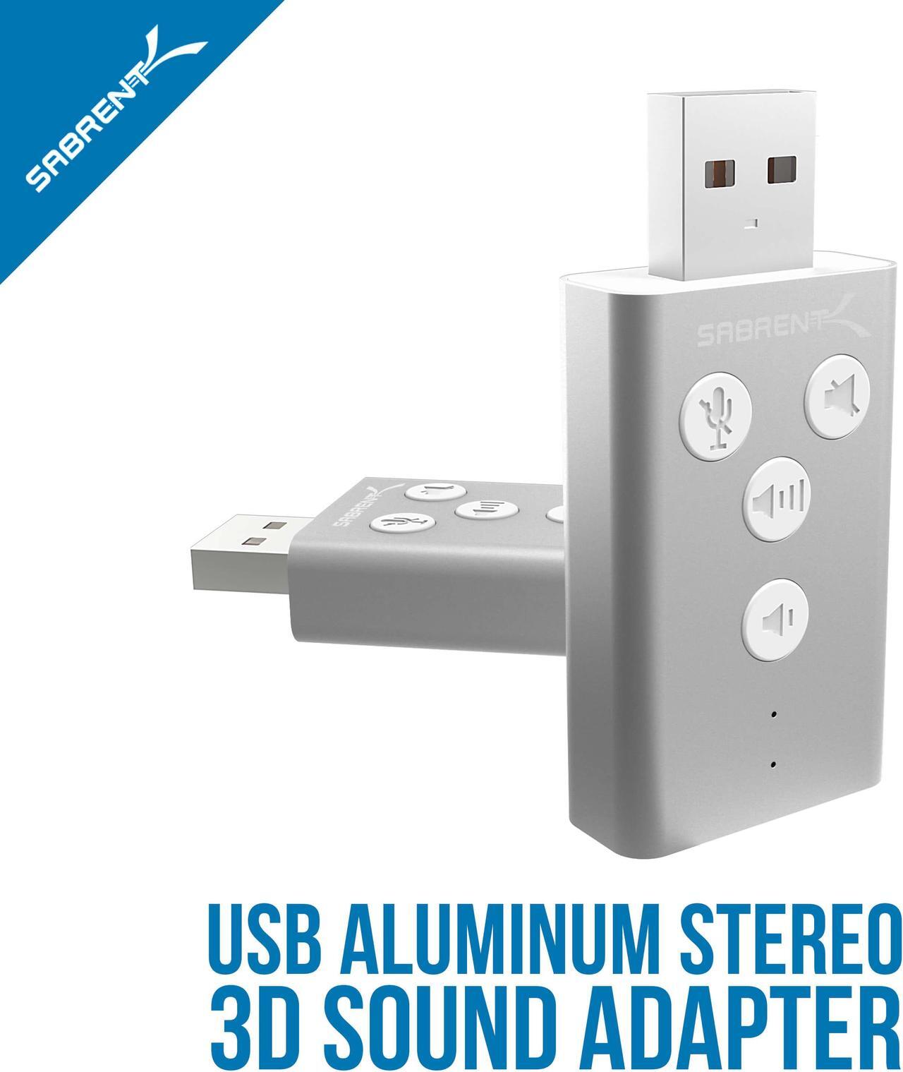 Alt view image 3 of 11 - SABRENT Aluminum USB External 3D Stereo Sound Adapter for Windows and Mac. Plug and Play No Drivers Needed. [Silver] (AU-DDAS)