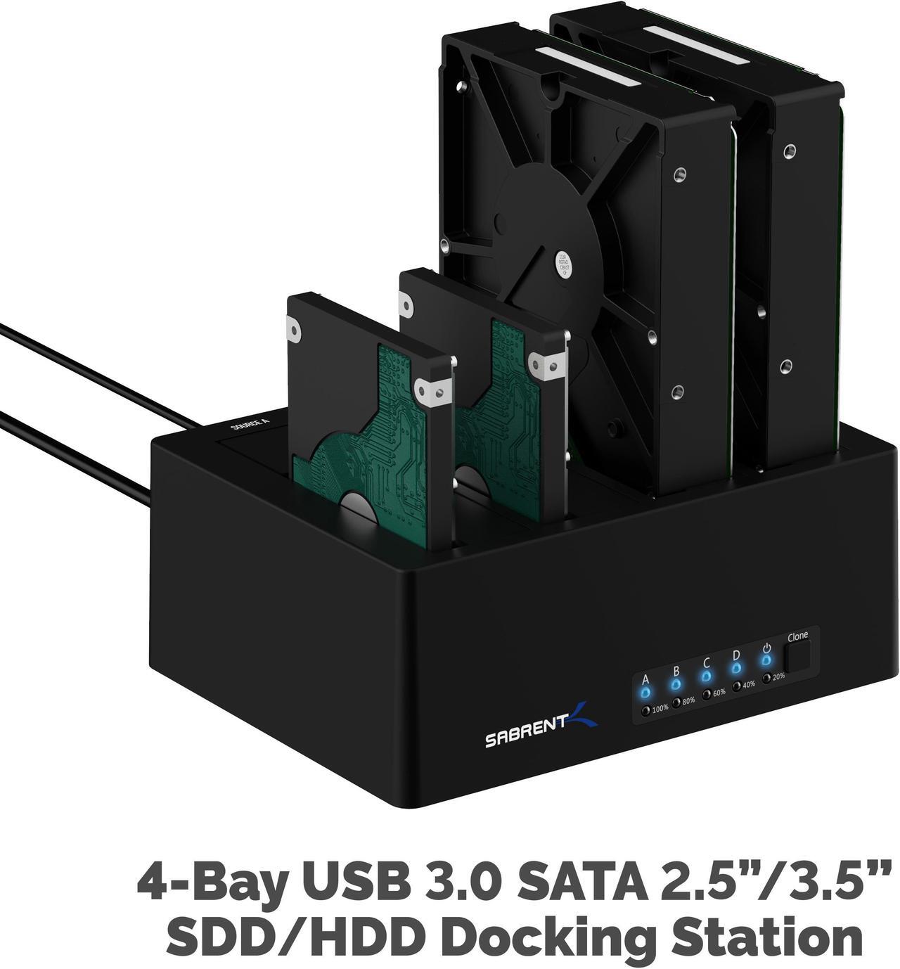 Alt view image 3 of 20 - Sabrent 4-Bay USB 3.0 SATA 2.5in/3.5in SSD/HDD Docking Station (DS-U3B4)