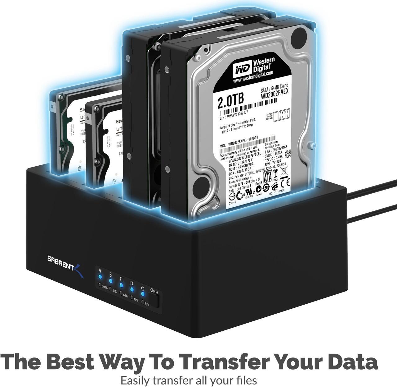 Alt view image 4 of 20 - Sabrent 4-Bay USB 3.0 SATA 2.5in/3.5in SSD/HDD Docking Station (DS-U3B4)