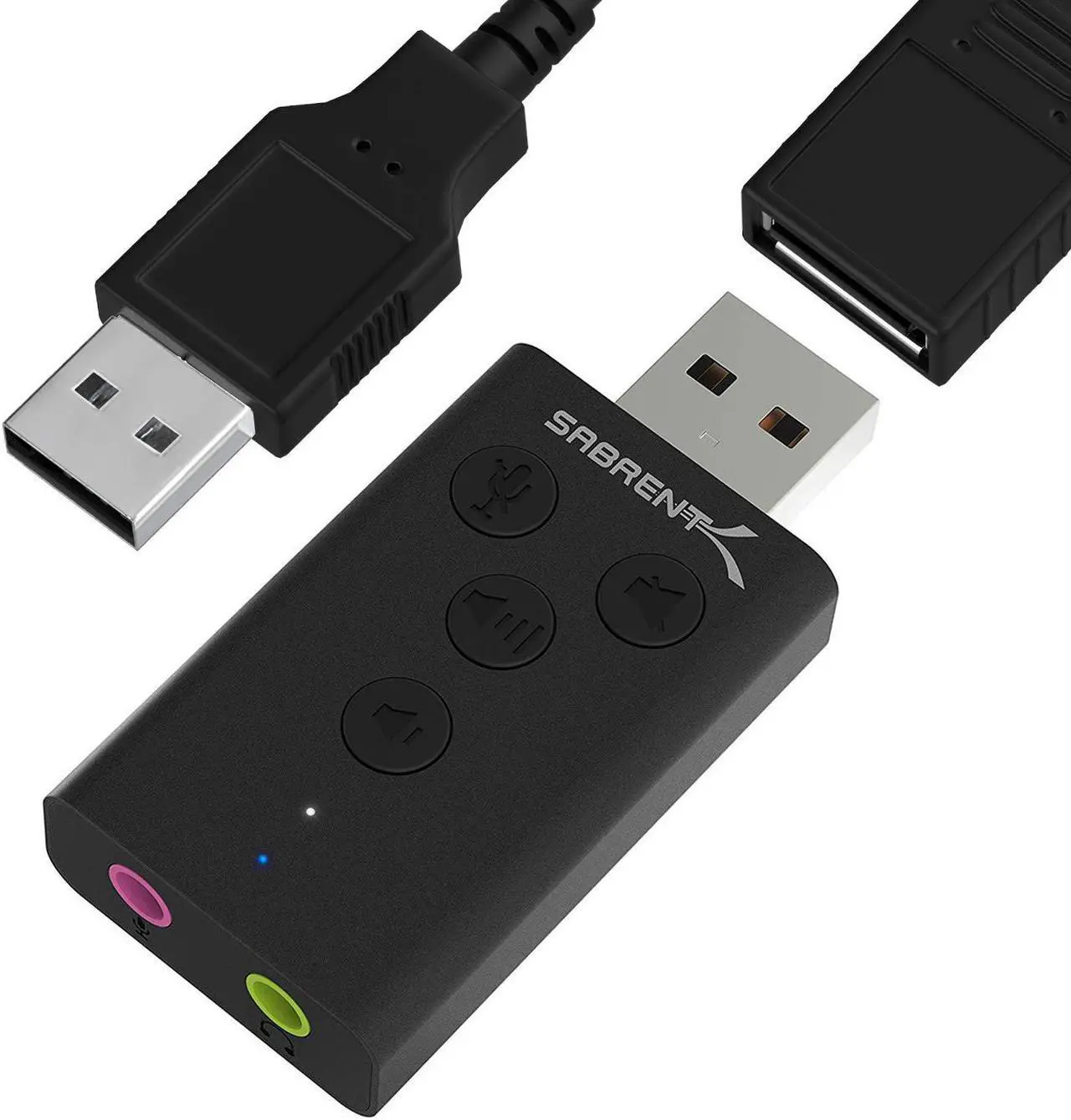 Main image of SABRENT Aluminum USB External 3D Stereo Sound Adapter for Windows and Mac. Plug and Play No Drivers Needed. [Black] (AU-DDAB)