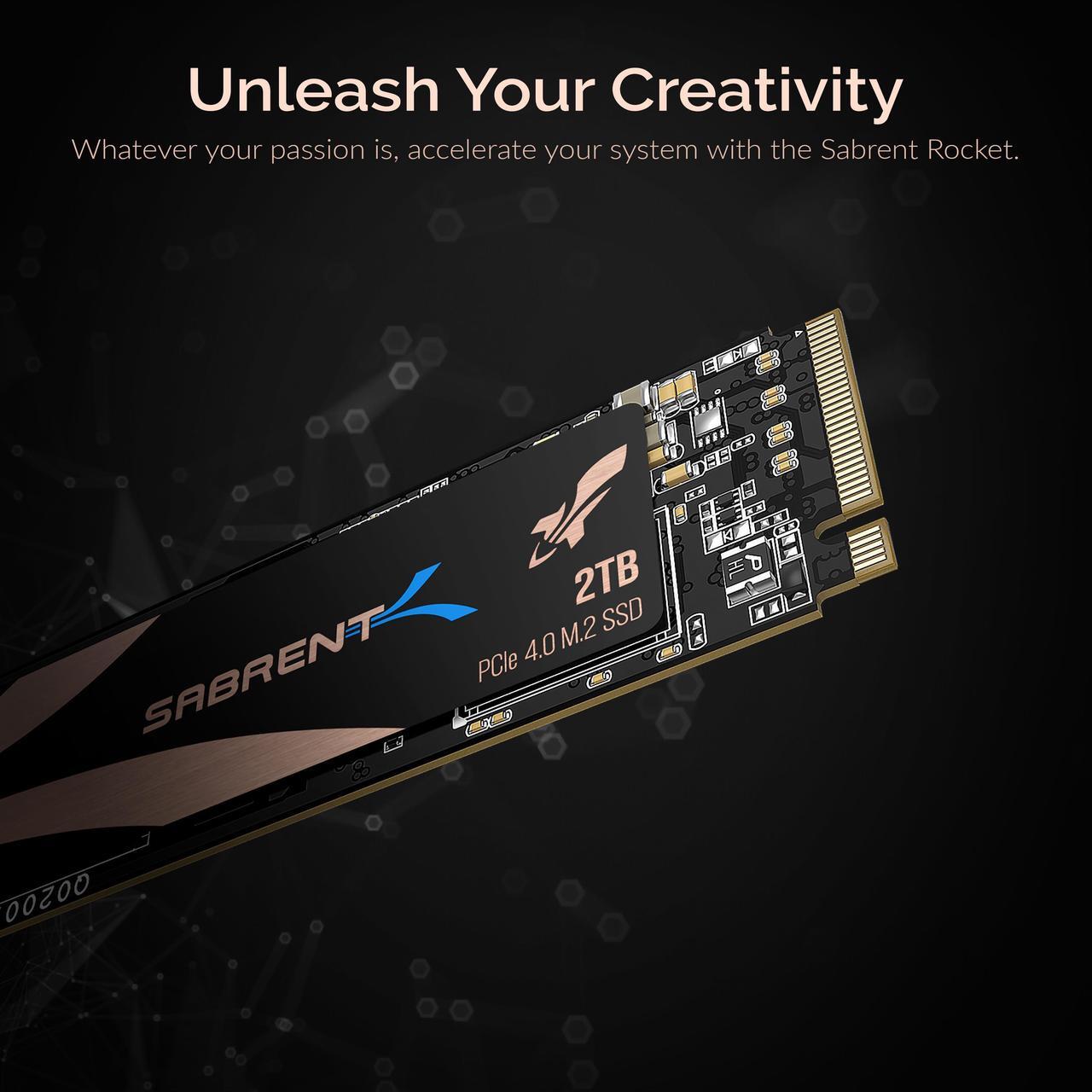 Alt view image 3 of 7 - SABRENT 2TB Rocket NVMe 4.0 Gen4 PCIe M.2 Internal SSD Extreme Performance Solid State Drive with Heatsink (SB-ROCKET-NVMe4-HTSK-2TB)
