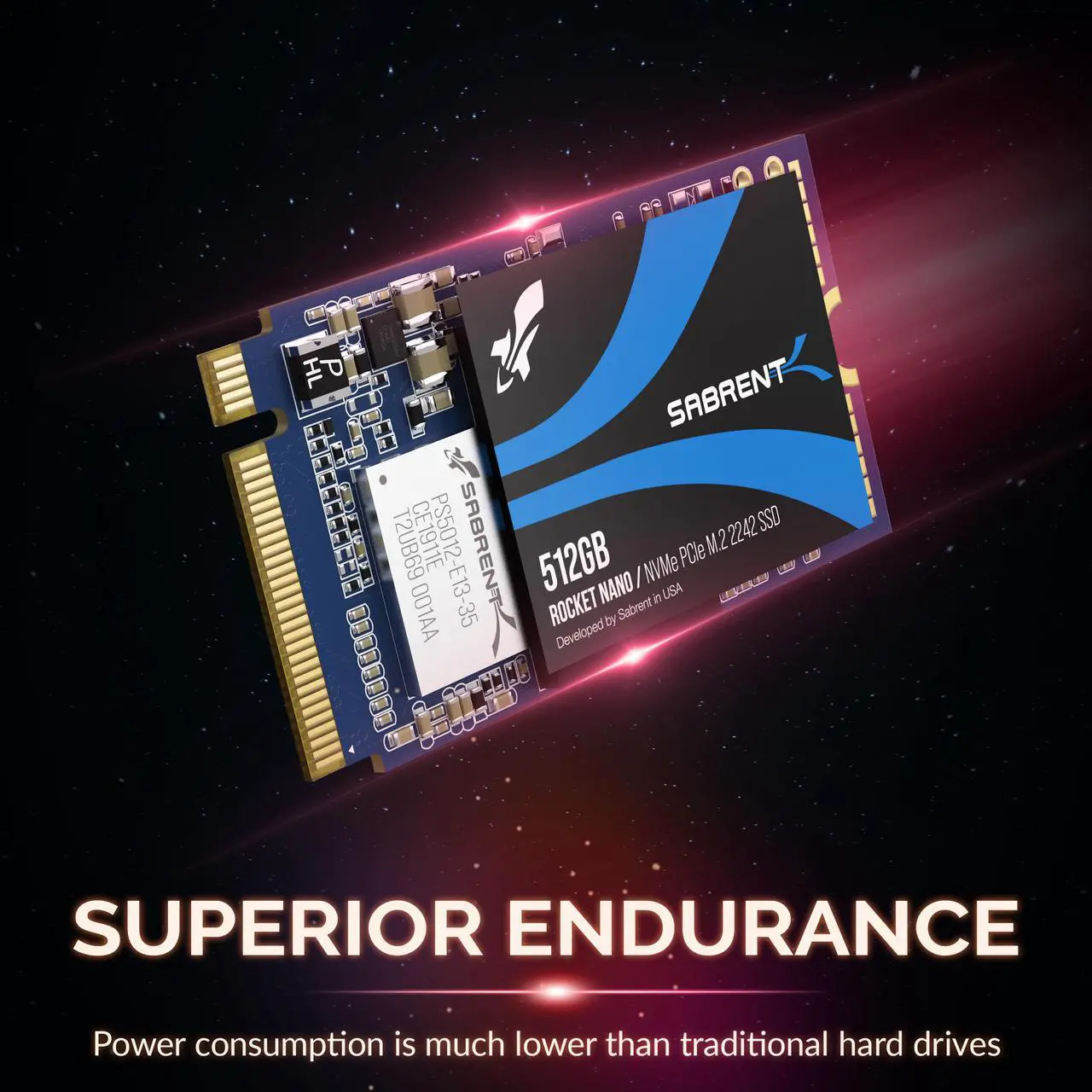 Alt view image 6 of 8 - SABRENT 512GB Rocket NVMe PCIe M.2 2242 DRAM-Less Low Power Internal High-Performance SSD (SB-1342-512)
