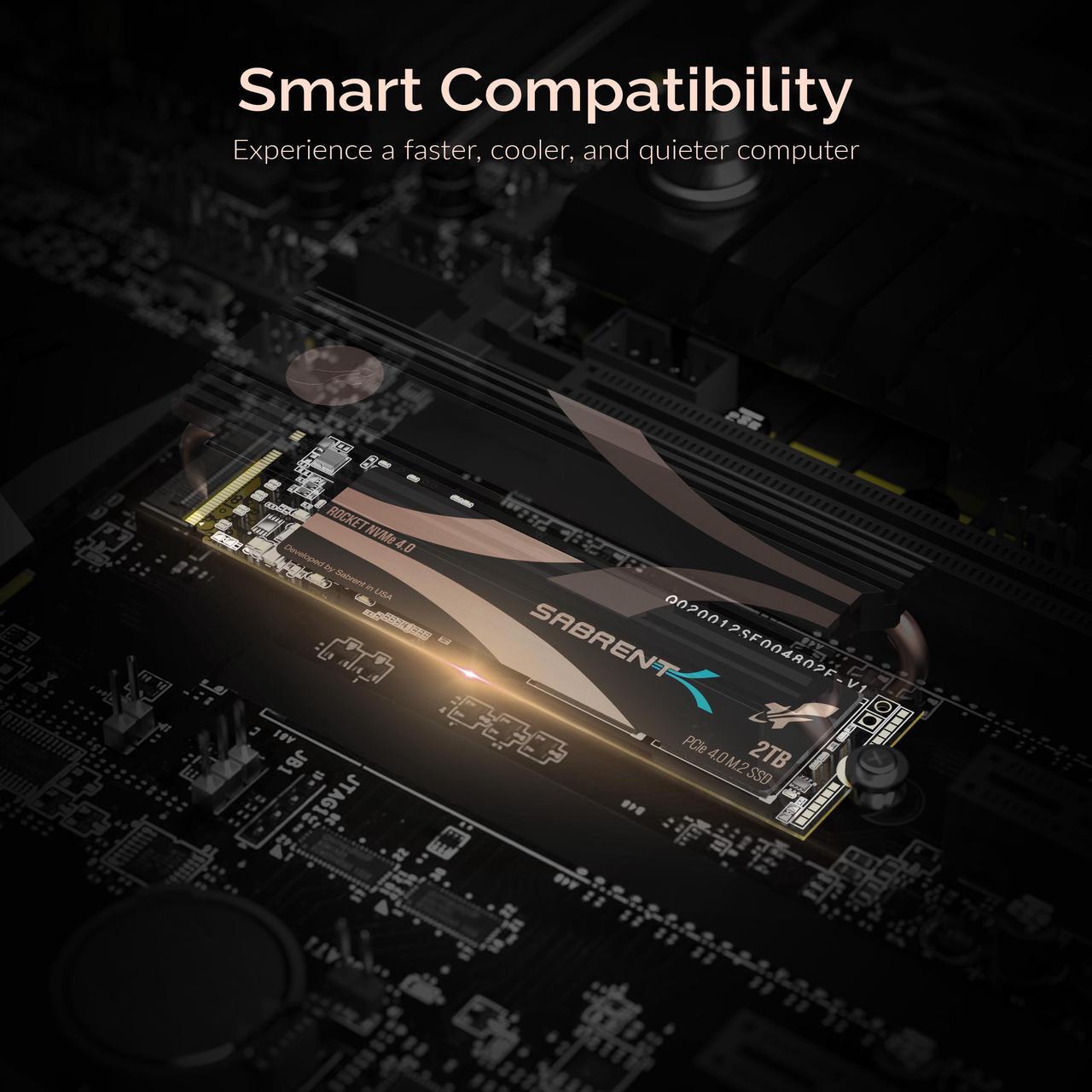 Alt view image 7 of 7 - SABRENT 2TB Rocket NVMe 4.0 Gen4 PCIe M.2 Internal SSD Extreme Performance Solid State Drive with Heatsink (SB-ROCKET-NVMe4-HTSK-2TB)