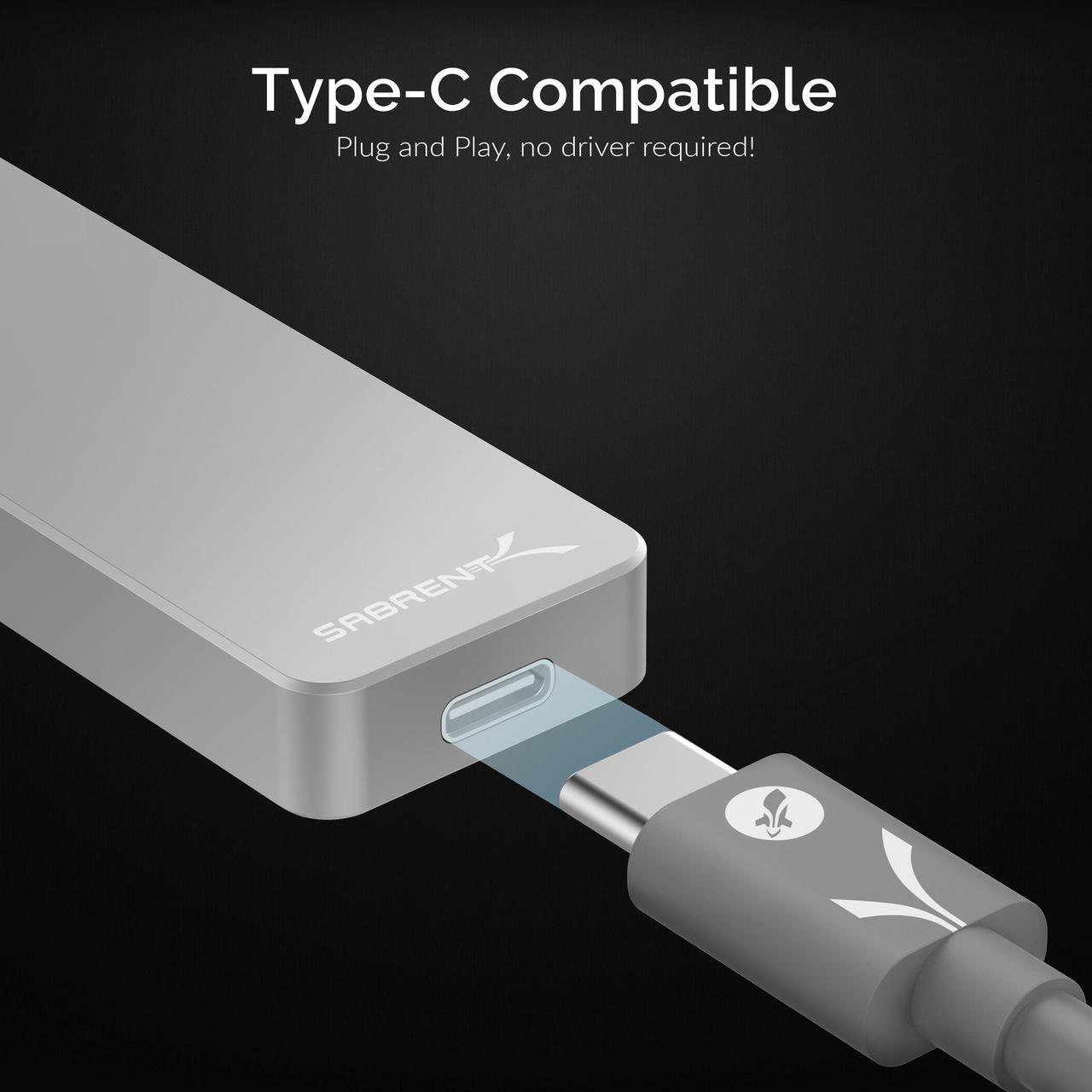 Alt view image 7 of 14 - SABRENT Rocket Nano 2TB USB 3.2 10Gb/s External Aluminum SSD (Silver) (SB-2TB-NANO)