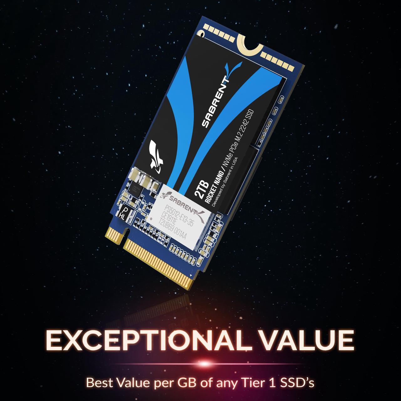 Alt view image 4 of 14 - SABRENT 2TB Rocket NVMe PCIe M.2 2242 DRAM-Less Low Power Internal High Performance SSD (SB-1342-2TB)