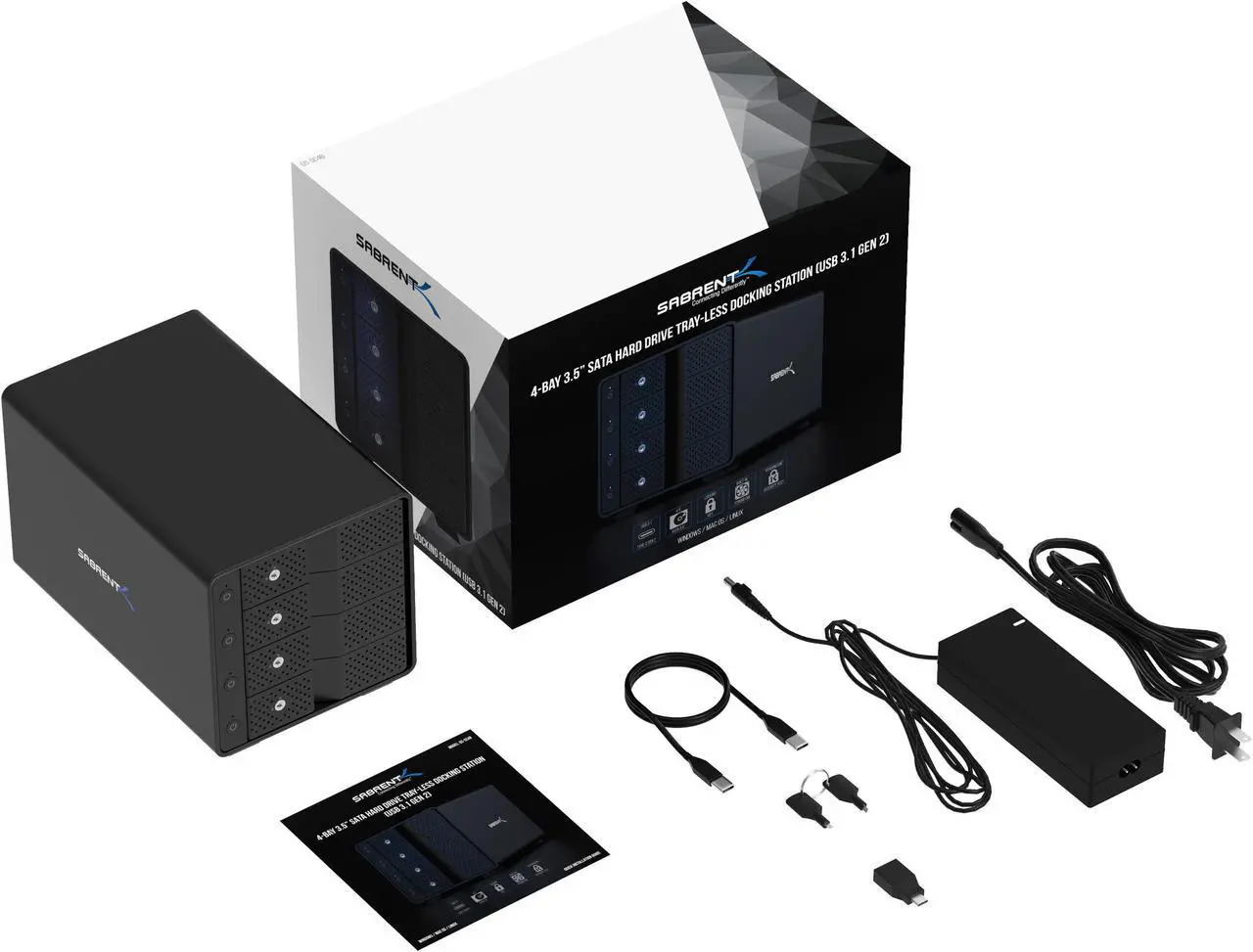 Alt view image 8 of 10 - SABRENT USB 3.2 4-Bay 3.5" SATA Hard Drive Tray-Less Docking Station (DS-SC4B)