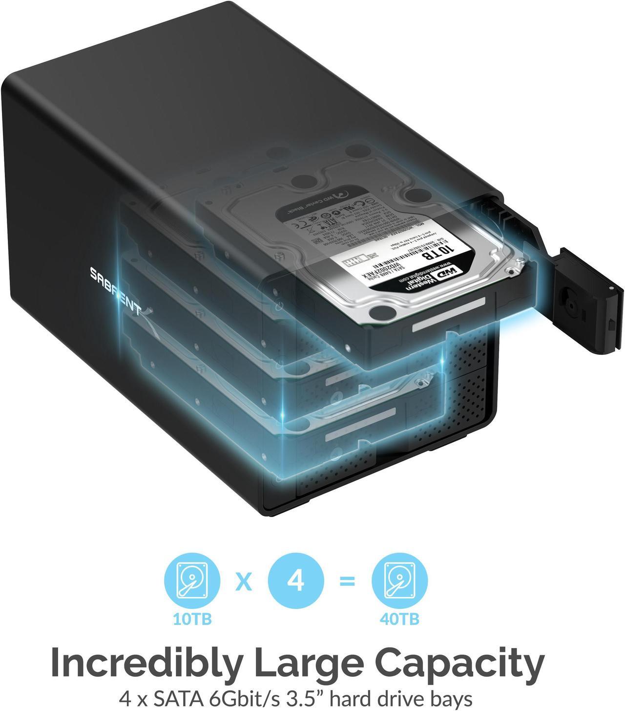 Alt view image 3 of 10 - SABRENT USB 3.2 4-Bay 3.5" SATA Hard Drive Tray-Less Docking Station (DS-SC4B)