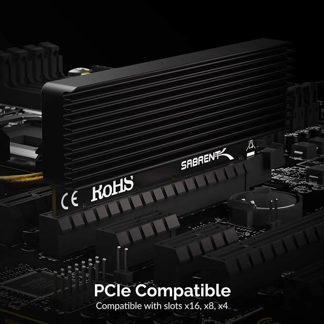 Alt view image 7 of 18 - SABRENT NVMe M.2 SSD to PCIe X16/X8/X4 Card with Aluminum Heat Sink (EC-PCIE)