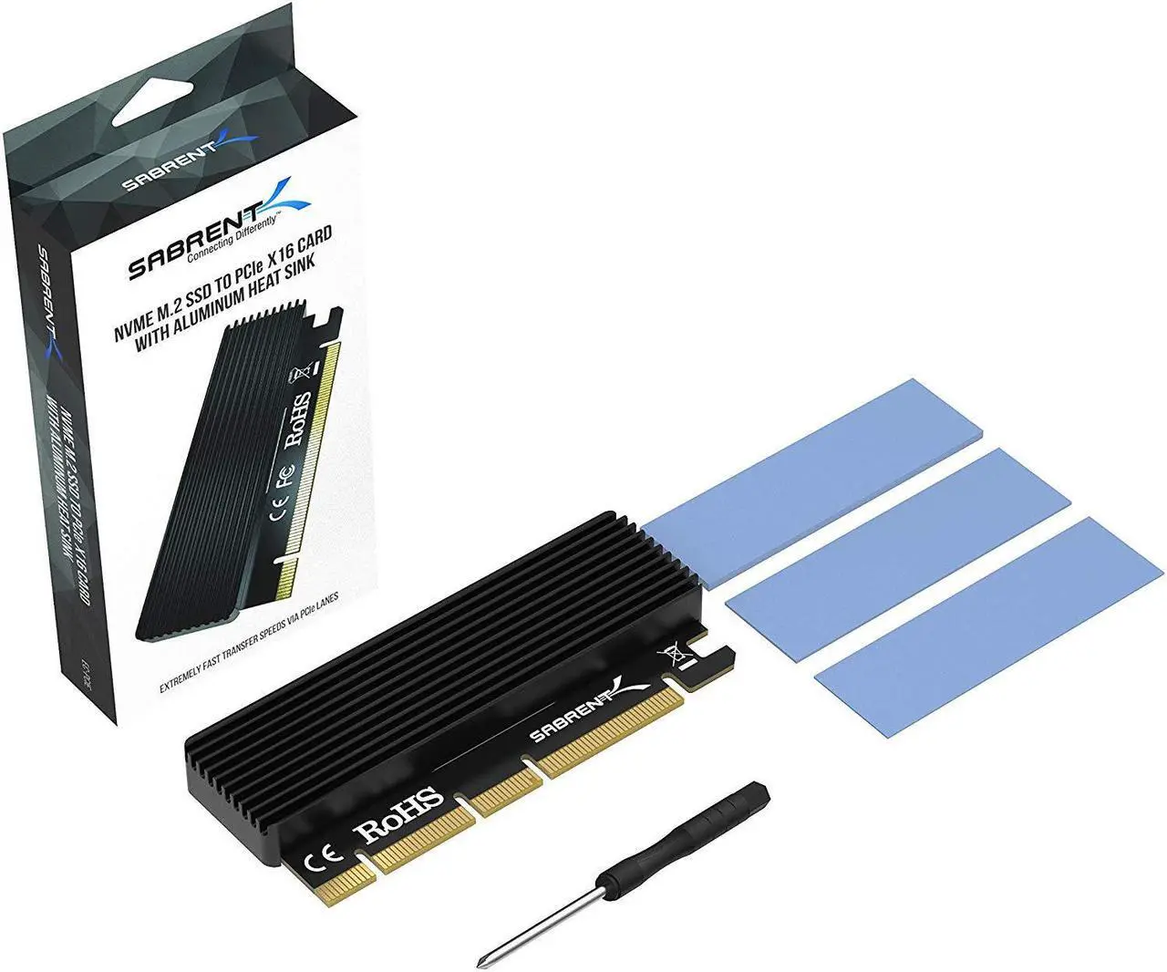 Alt view image 8 of 18 - SABRENT NVMe M.2 SSD to PCIe X16/X8/X4 Card with Aluminum Heat Sink (EC-PCIE)