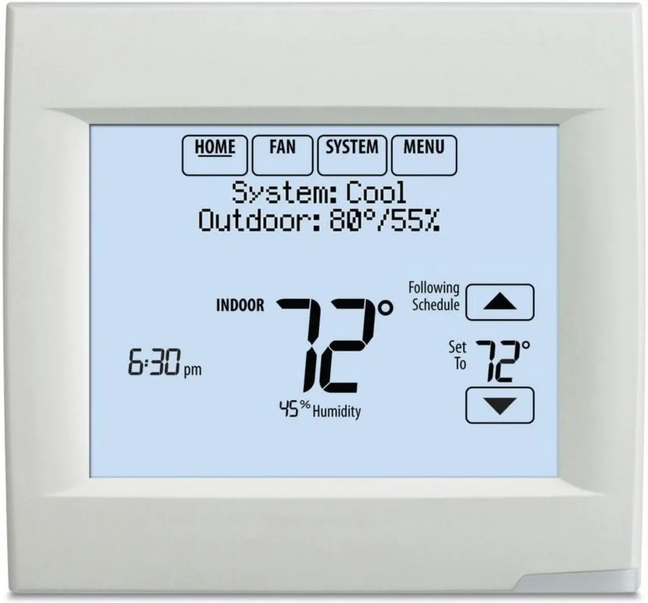 Alt view image 10 of 14 - Honeywell TH8110R1008 VisionPRO 8000 Arctic White Touch Screen Programmable Thermostat, 18 To 30 VAC/750 mV