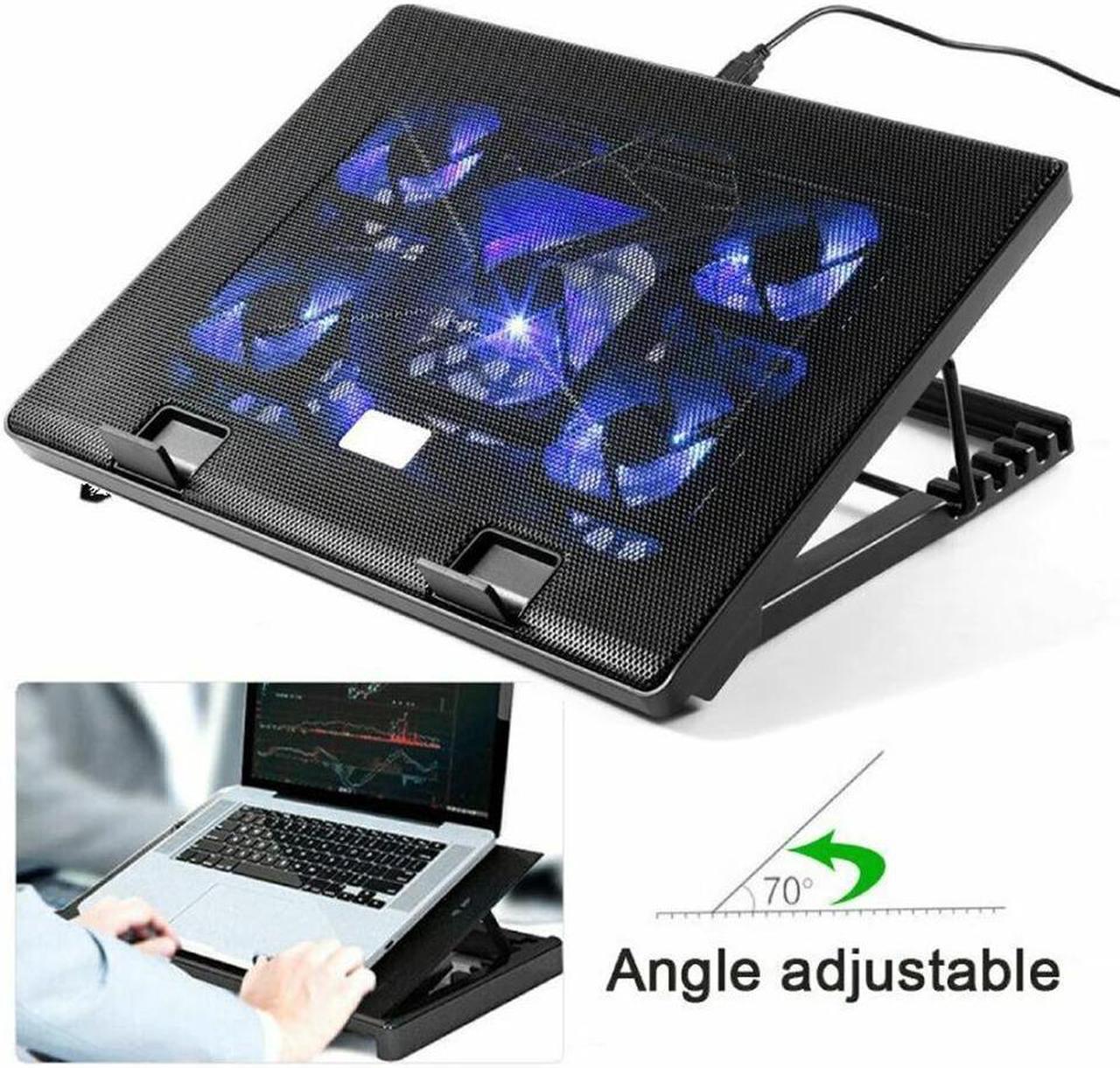 Cooling Cooler Pad Stand 5 Fan 2 USB Computer Mat for 11"-17" Notebook