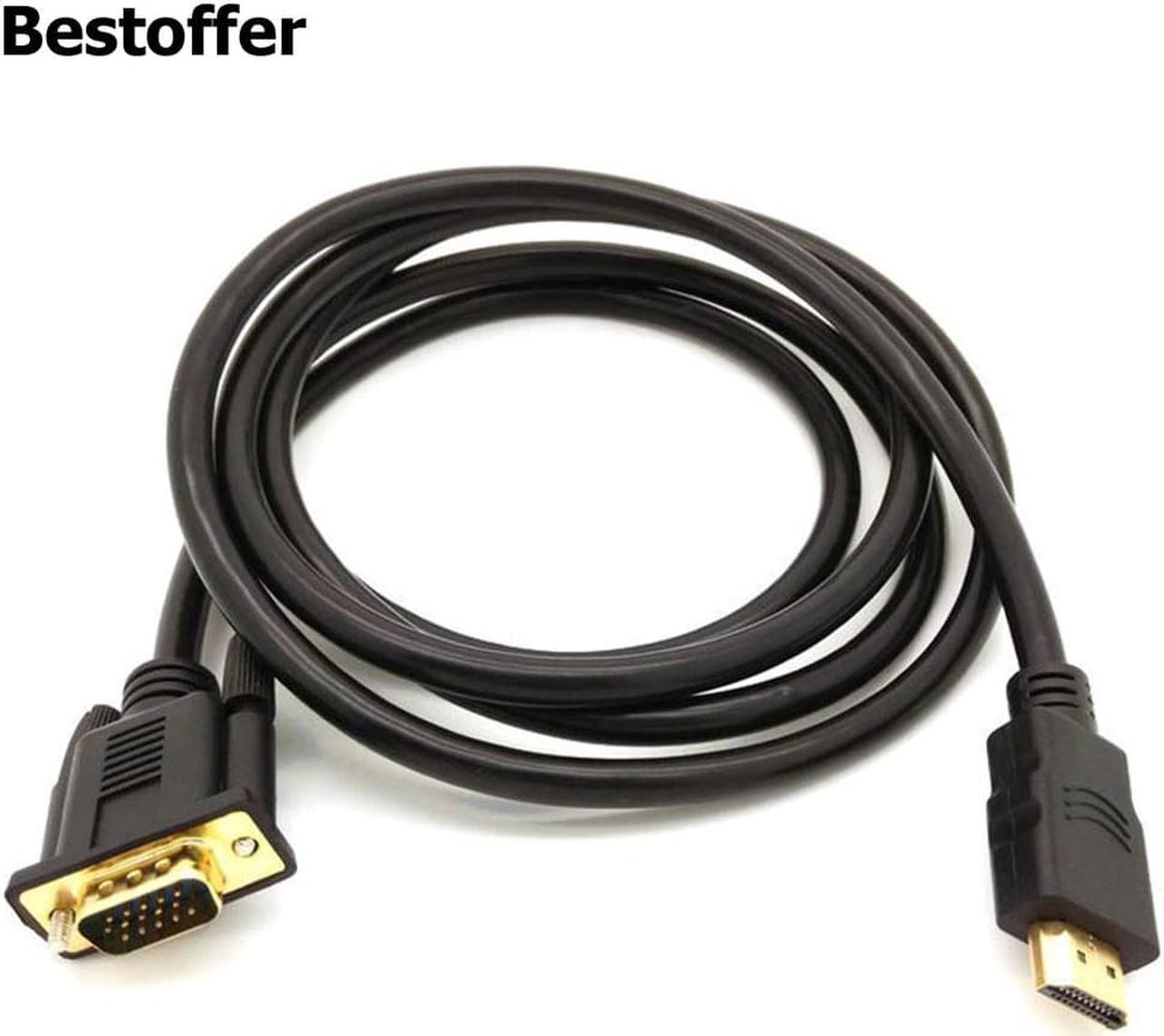 Gold Male To VGA HD-15 Male 15Pin Converter Adapter Cable 6FT 1.8M 1080P