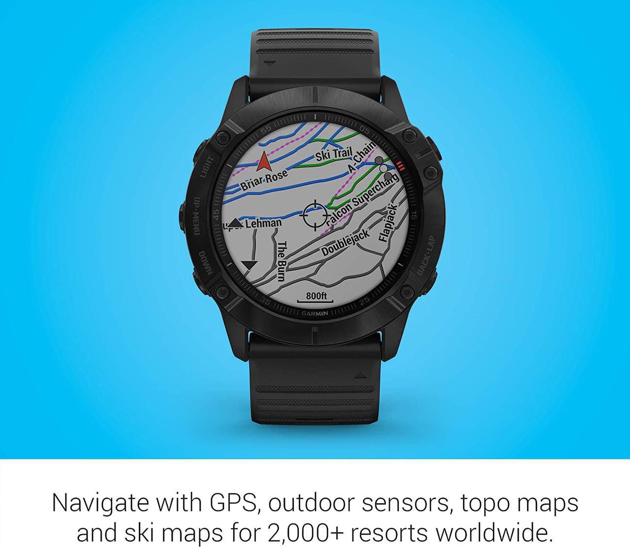 Alt view image 13 of 20 - Garmin Fenix 6X Pro, Premium Multisport GPS Watch, -Black with Black Band - (010-02157-00)