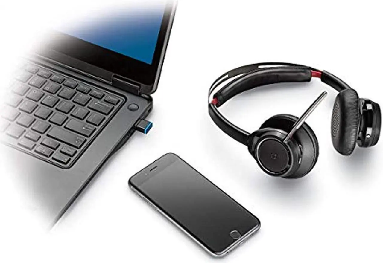 Alt view image 4 of 19 - Plantronics Voyager Focus UC Stereo Bluetooth Headset With Active Noise Canceling (ANC) - Stereo - Wireless - Bluetooth - 147.6 ft - Over-the-head - Binaural - Circumaural - Noise Cancelling ...