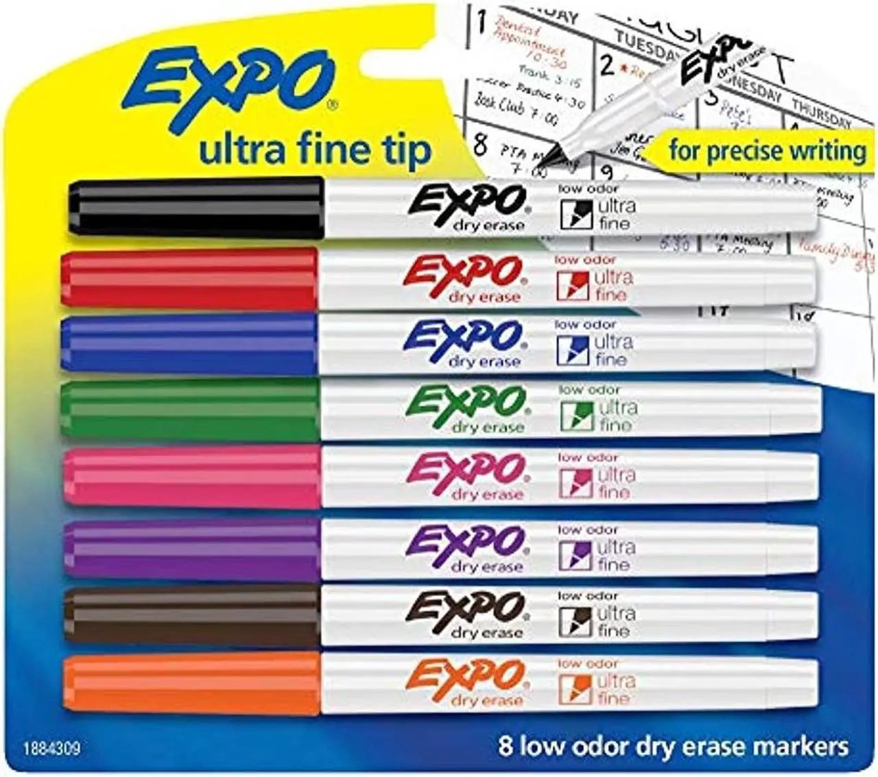 Alt view image 5 of 18 - EXPO 1884309 Low-Odor Dry-Erase Marker, Ultra Fine Point, Assorted, 8 per Set