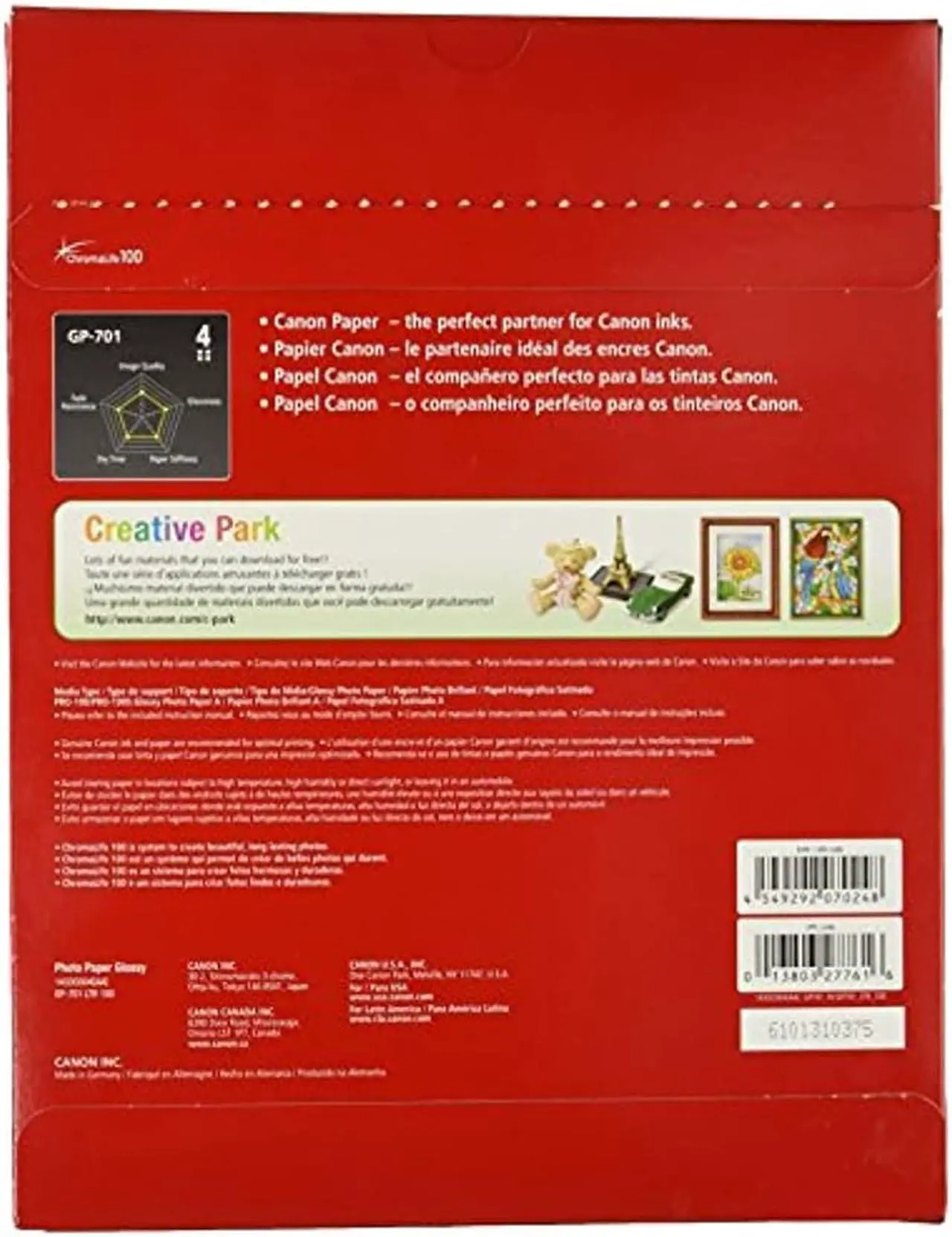 Alt view image 11 of 14 - Canon Glossy Photo Paper GP-701 Inkjet Print 8 1/2" x 11" - Glossy - 100 Sheet