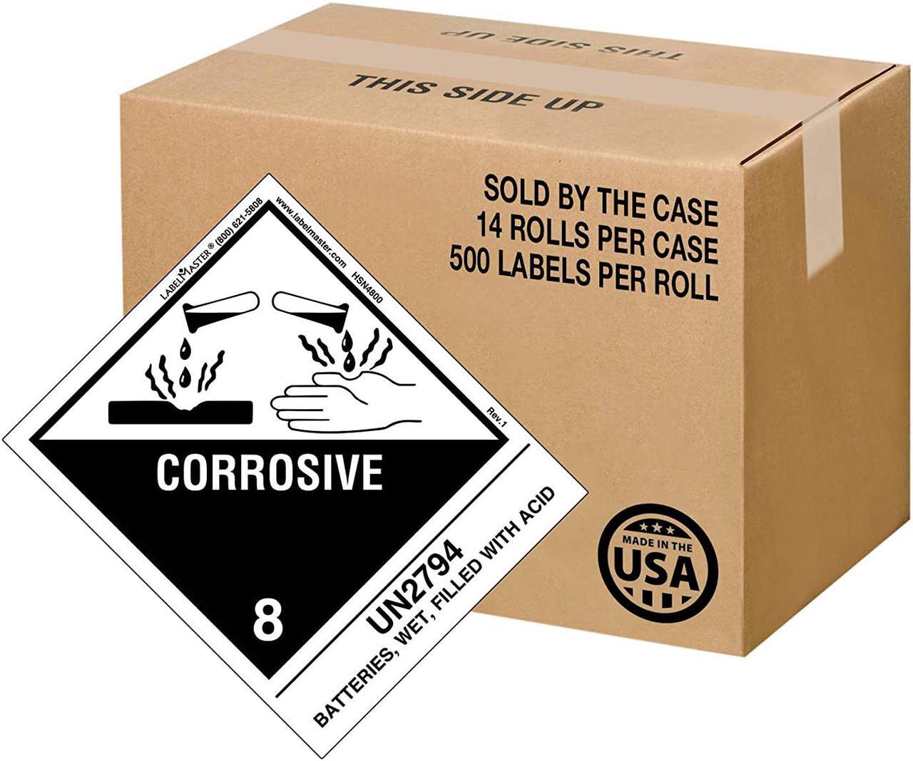 Main image of Labelmaster HSN4800 UN2794 Batteries Wet Filled With Acid, Hazmat, 4.75" x 4" (Pack of 500)