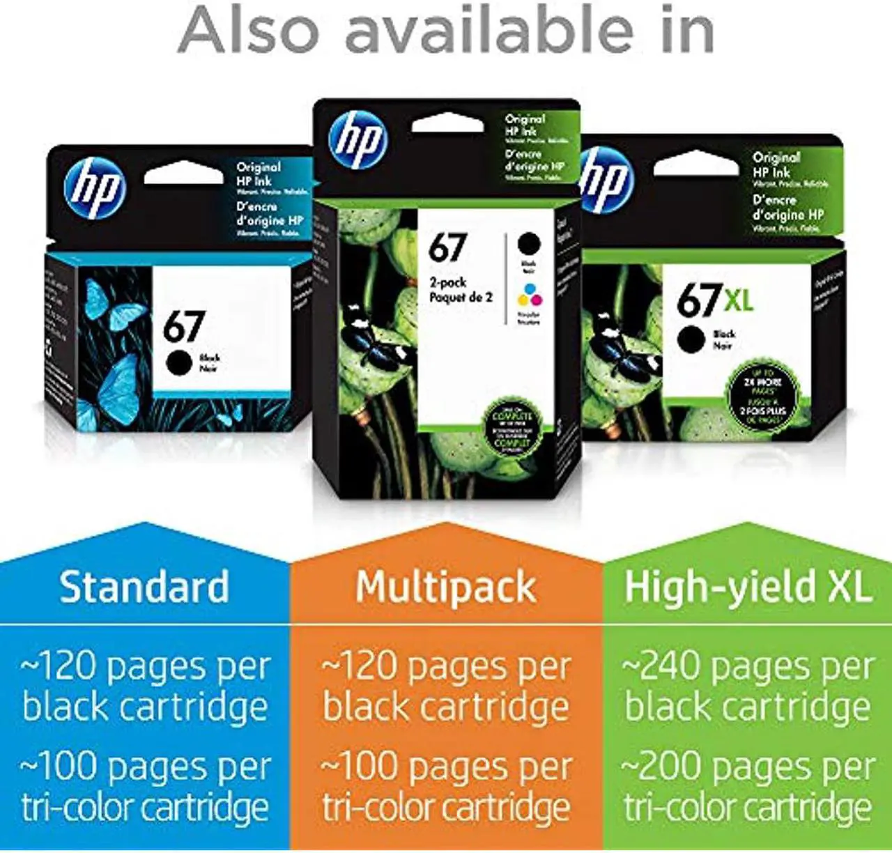 Alt view image 4 of 20 - HP 67 Ink Cartridge Tri-Color 3YM55AN