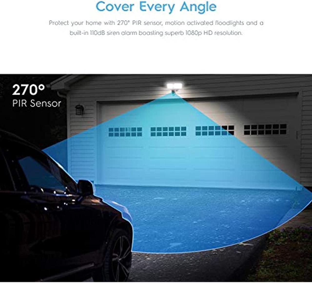 Alt view image 11 of 15 - Amcrest SmartHome 1080p WiFi Outdoor Security Camera with Floodlight, Built-in Siren Alarm, 2000lm Floodlight, Two-Way Audio, 114° View, IP65 Weatherproof, MicroSD & Smart Cloud Storage, ASH26-W