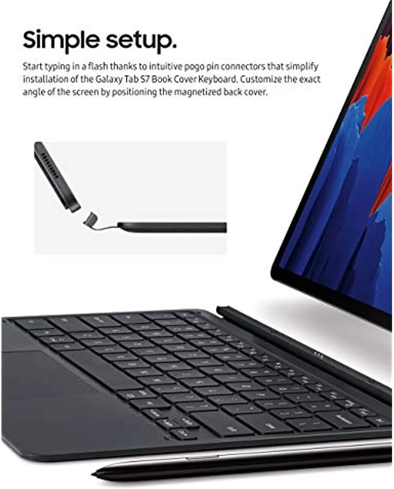 Alt view image 4 of 20 - Samsung Galaxy Tab S7 Book Cover KeyboardEF-DT870UBEGUJ Black