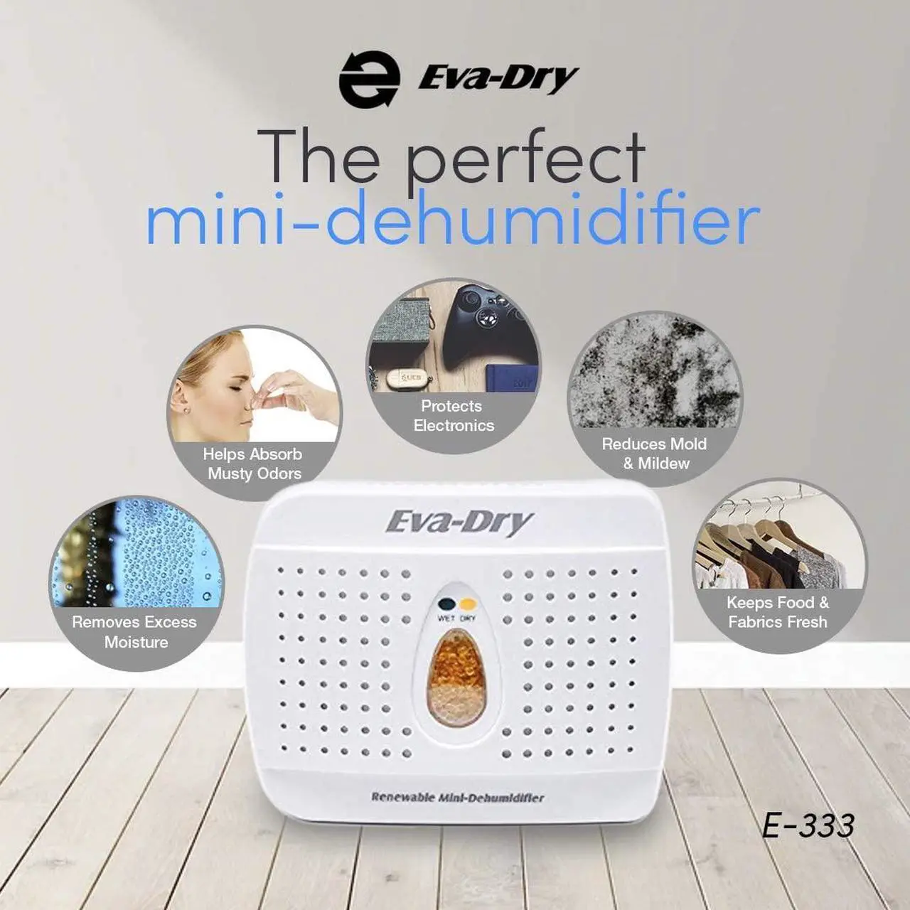 Alt view image 3 of 4 - Eva-Dry Wireless Mini Dehumidifier, White (E-333)