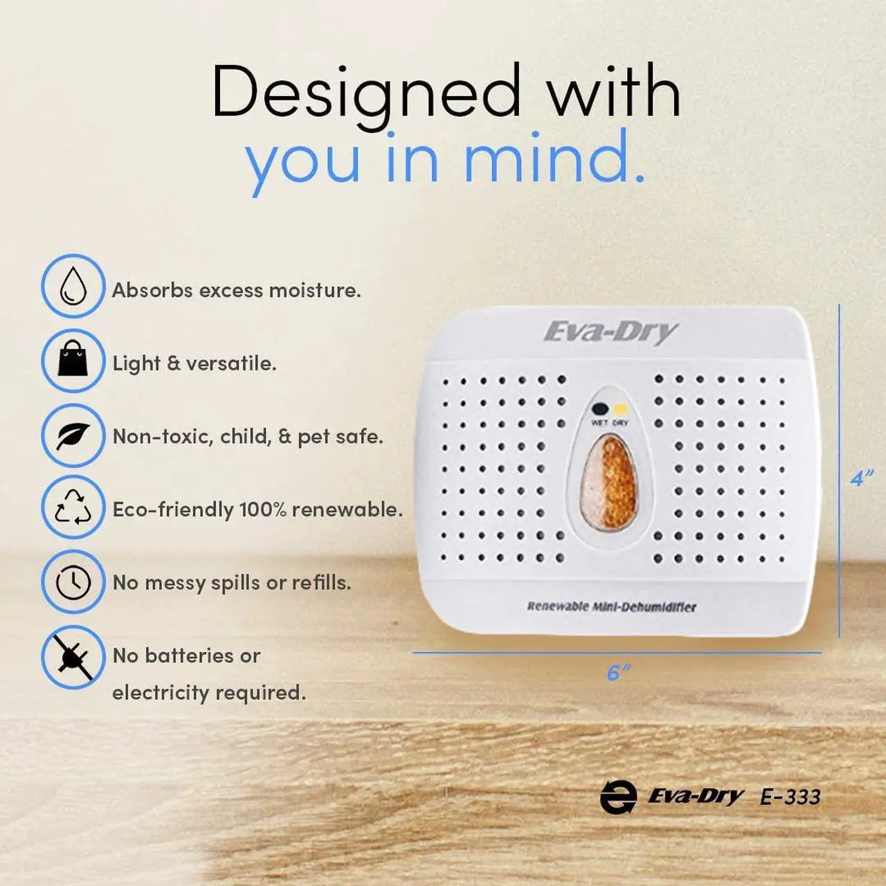Alt view image 2 of 4 - Eva-Dry Wireless Mini Dehumidifier, White (E-333)