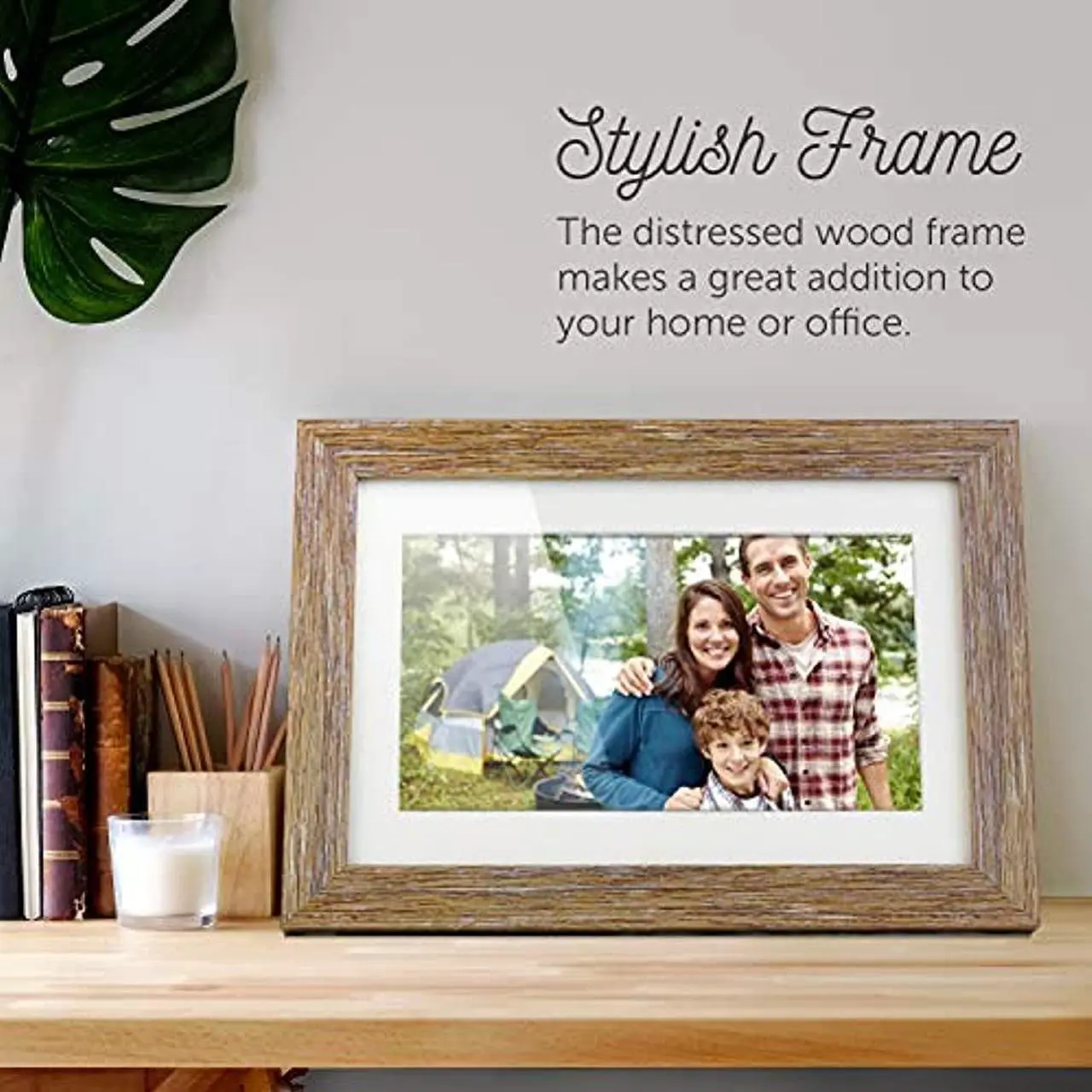 Alt view image 16 of 20 - Aluratek 10.0" Distressed Wood Digital Photo Frame with Auto Slideshow Feature