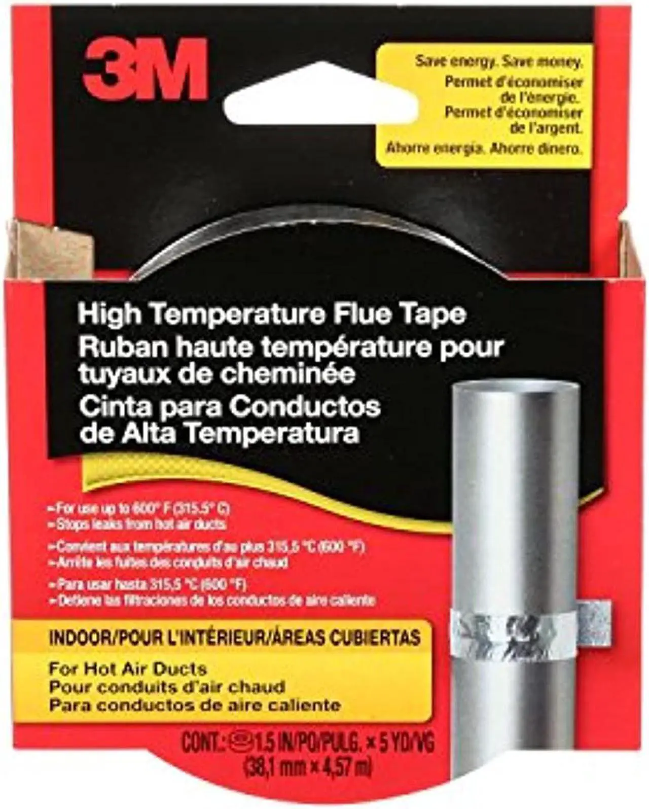 Alt view image 3 of 8 - 3M Scotch 1-1/2 In. x 15 Ft. High-Temperature Flue Tape, Silver 2113NA